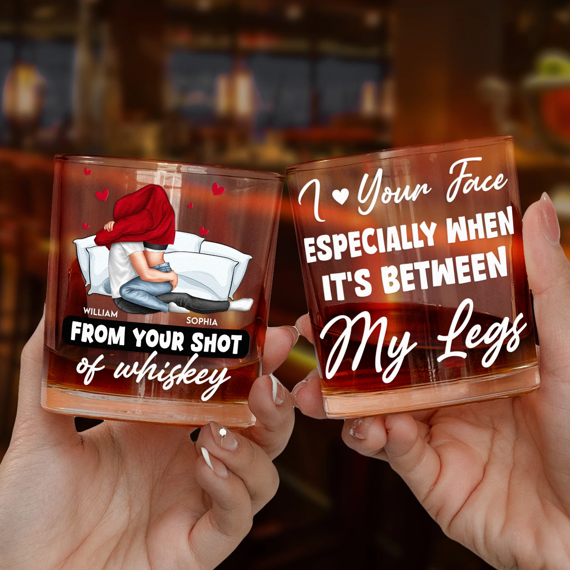 I Love Your Face When It's Between My Legs - Personalized Whiskey Glass - Image 3