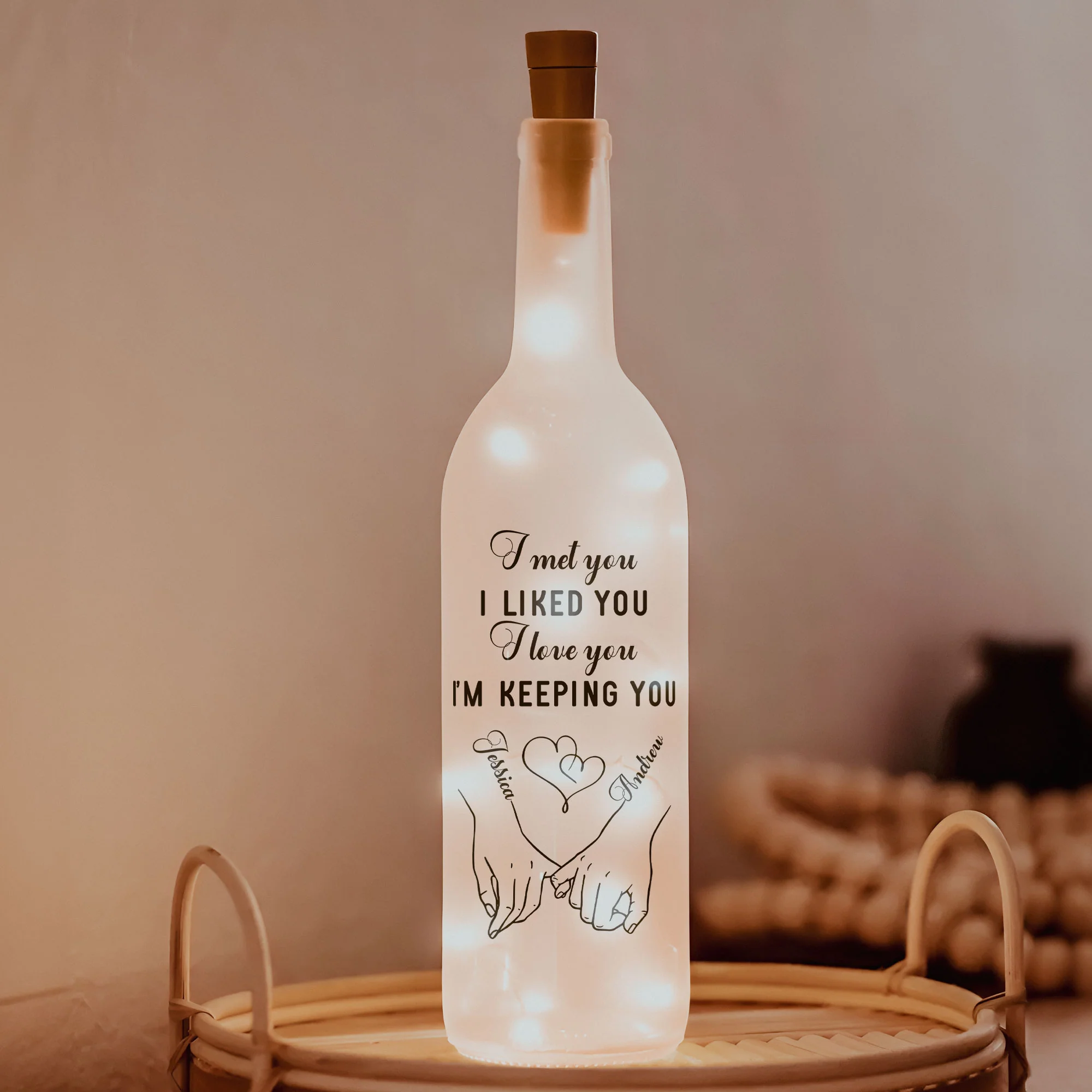I Met You I Liked You I Love You Couple Anniversary Gift - Personalized Bottle Lamp - Image 2