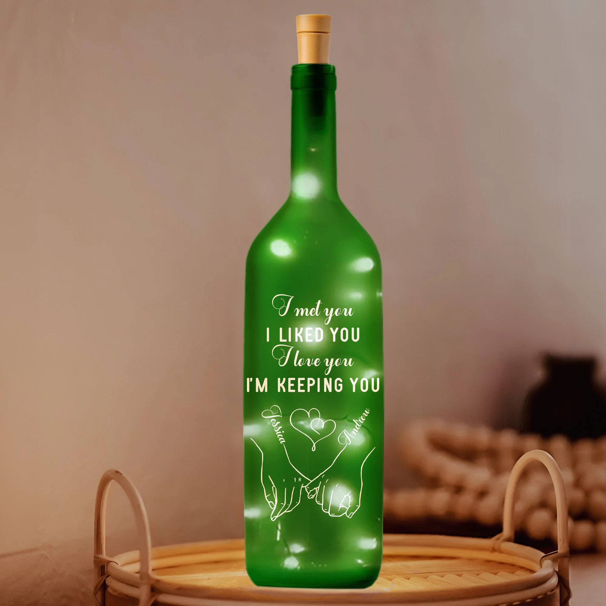 I Met You I Liked You I Love You Couple Anniversary Gift - Personalized Bottle Lamp - Image 8