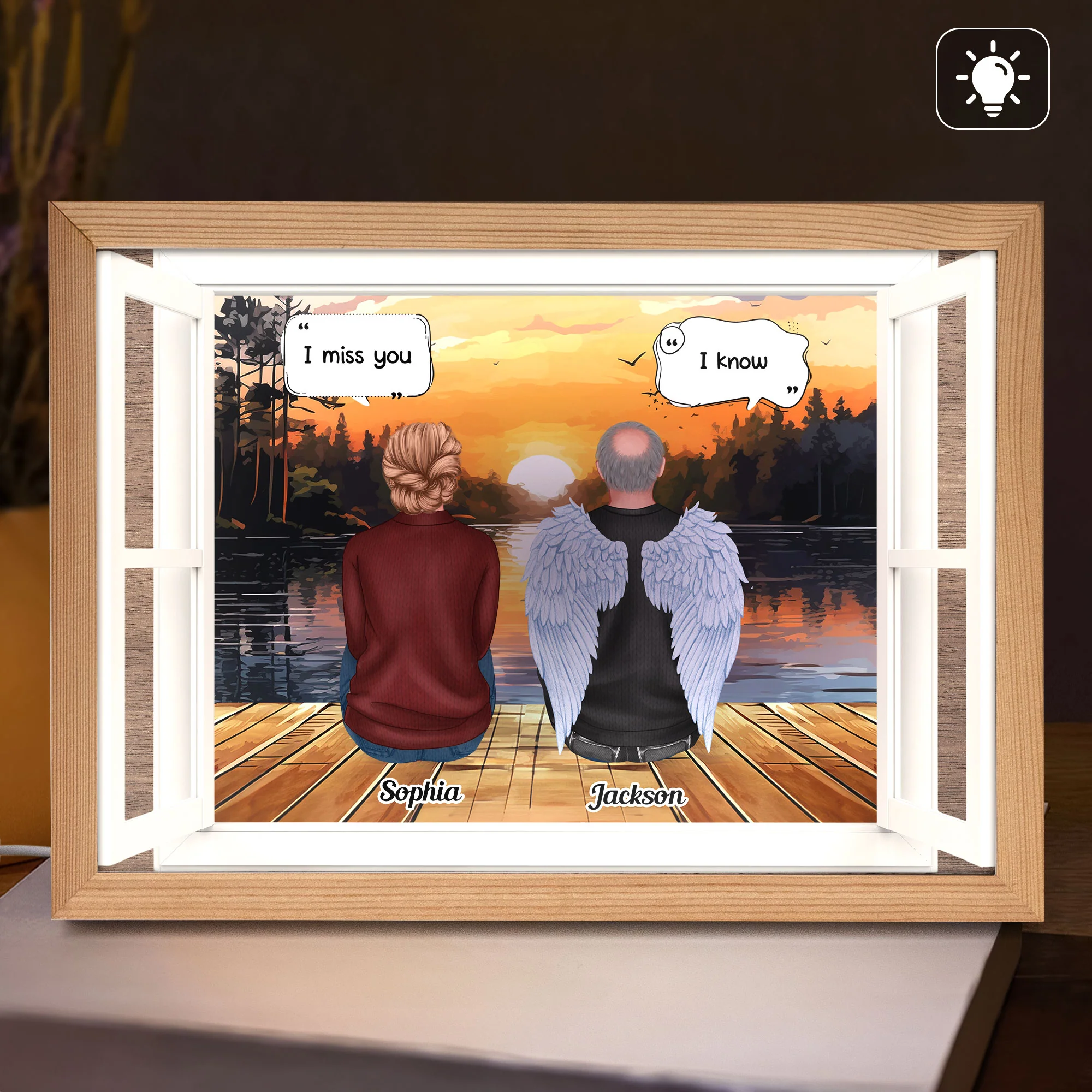 I Miss You - I Know - Personalized Light Up Picture Frame - Image 2