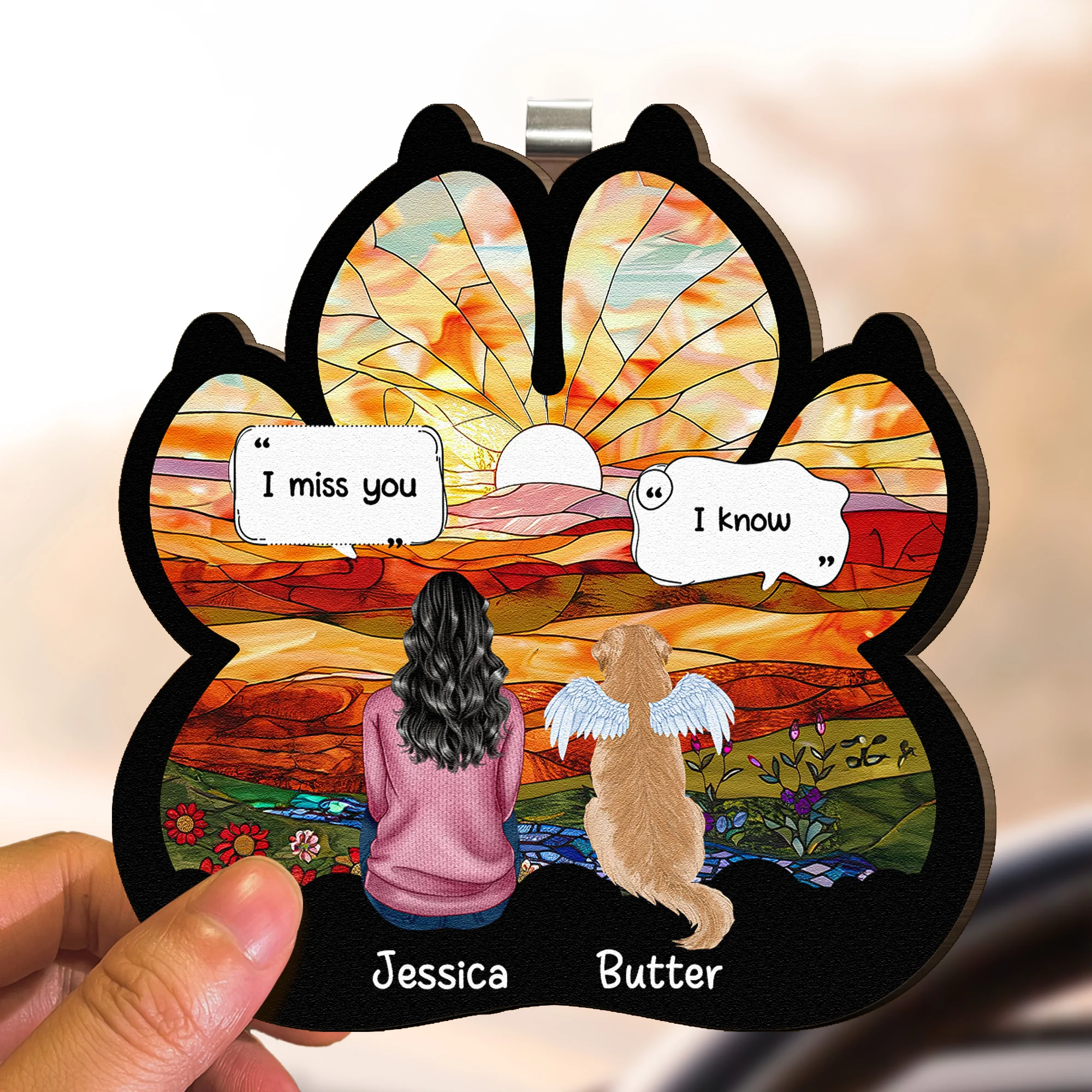 I Miss You I Know Pet Loss - Personalized Wooden Car Visor Clip - Image 5
