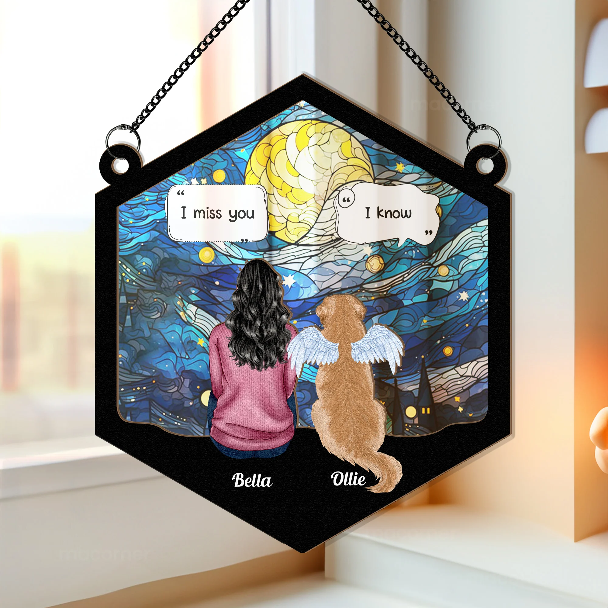 I Miss You- Pet Memorial - Personalized Window Hanging Suncatcher Ornament - Image 2