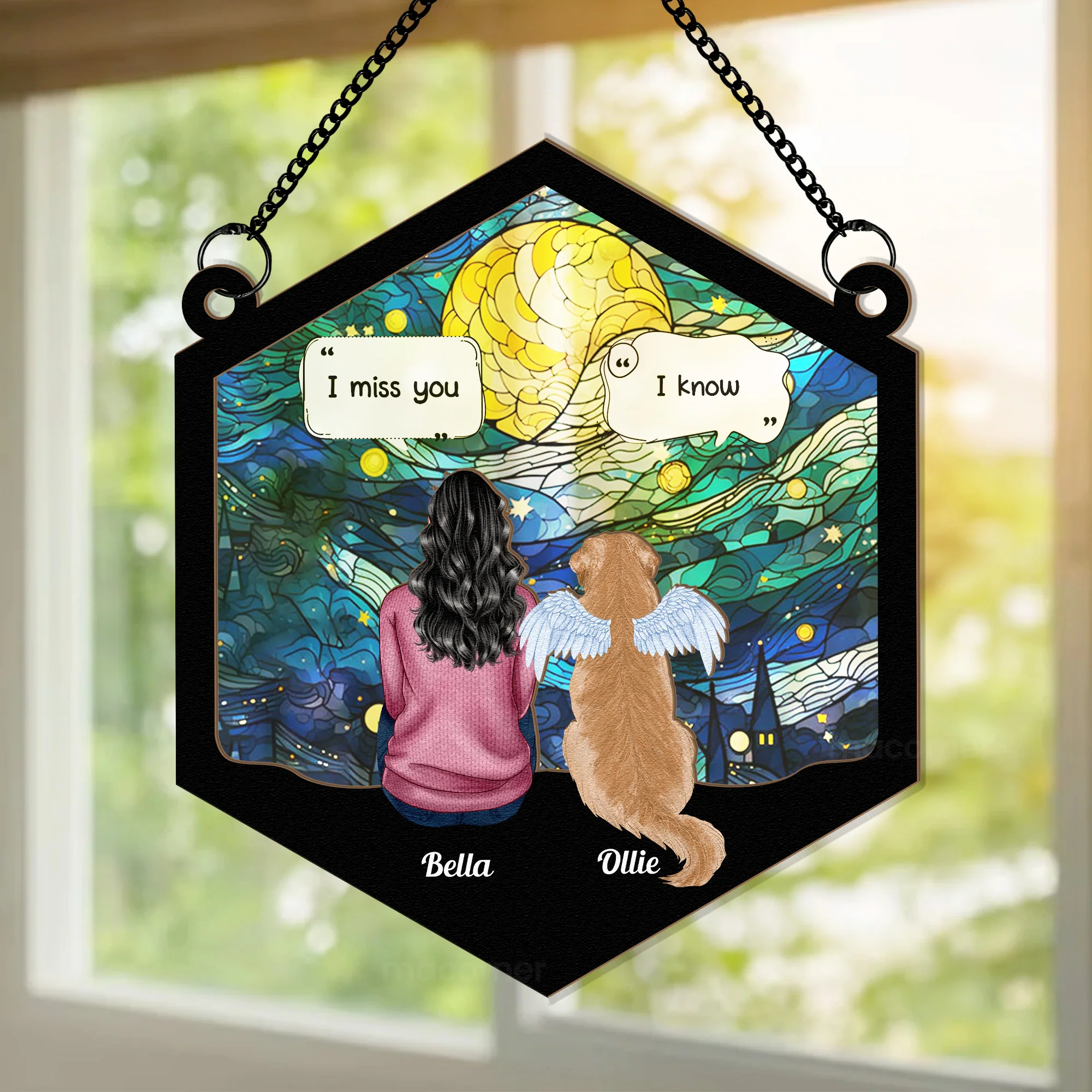 I Miss You- Pet Memorial - Personalized Window Hanging Suncatcher Ornament - Image 3