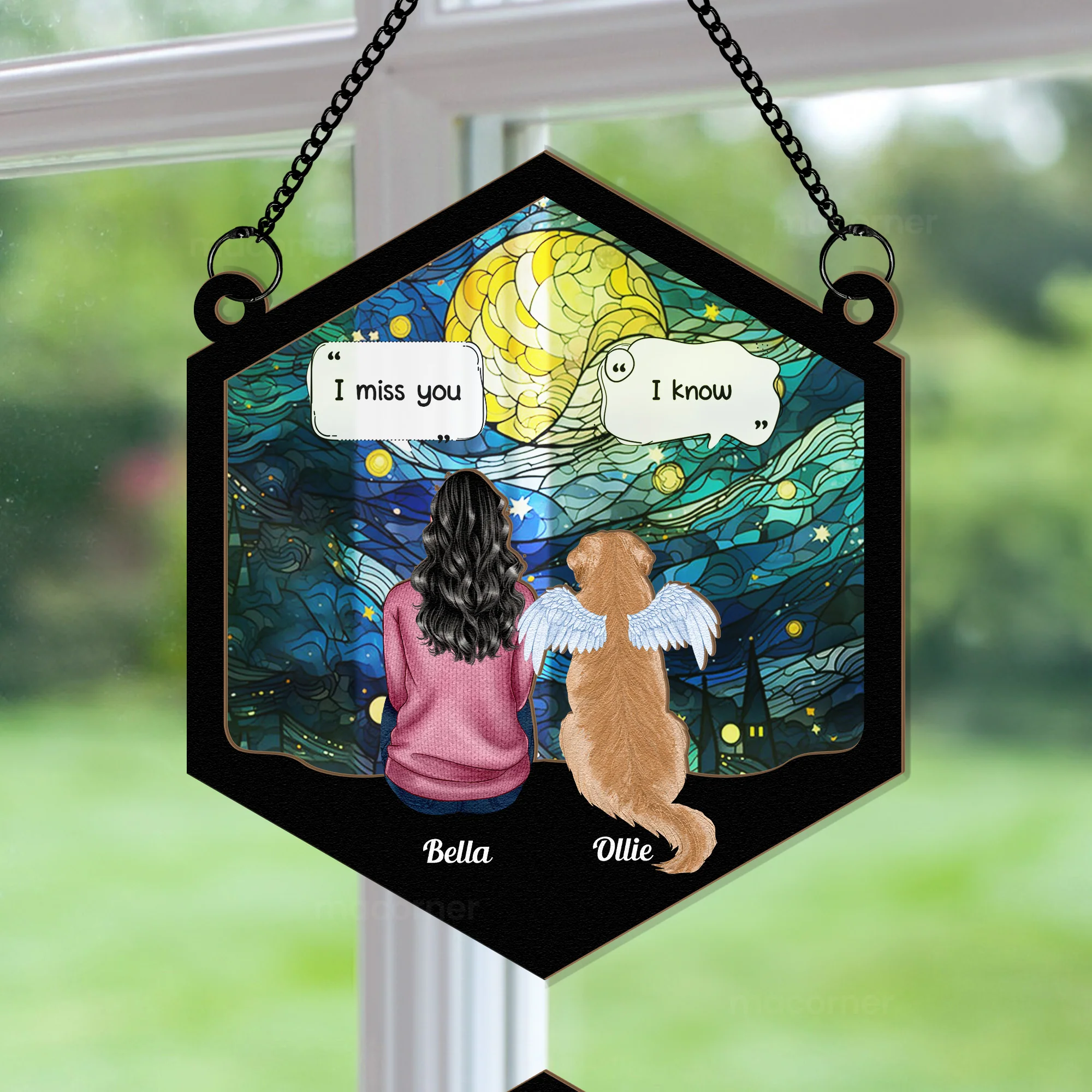 I Miss You- Pet Memorial - Personalized Window Hanging Suncatcher Ornament - Image 4