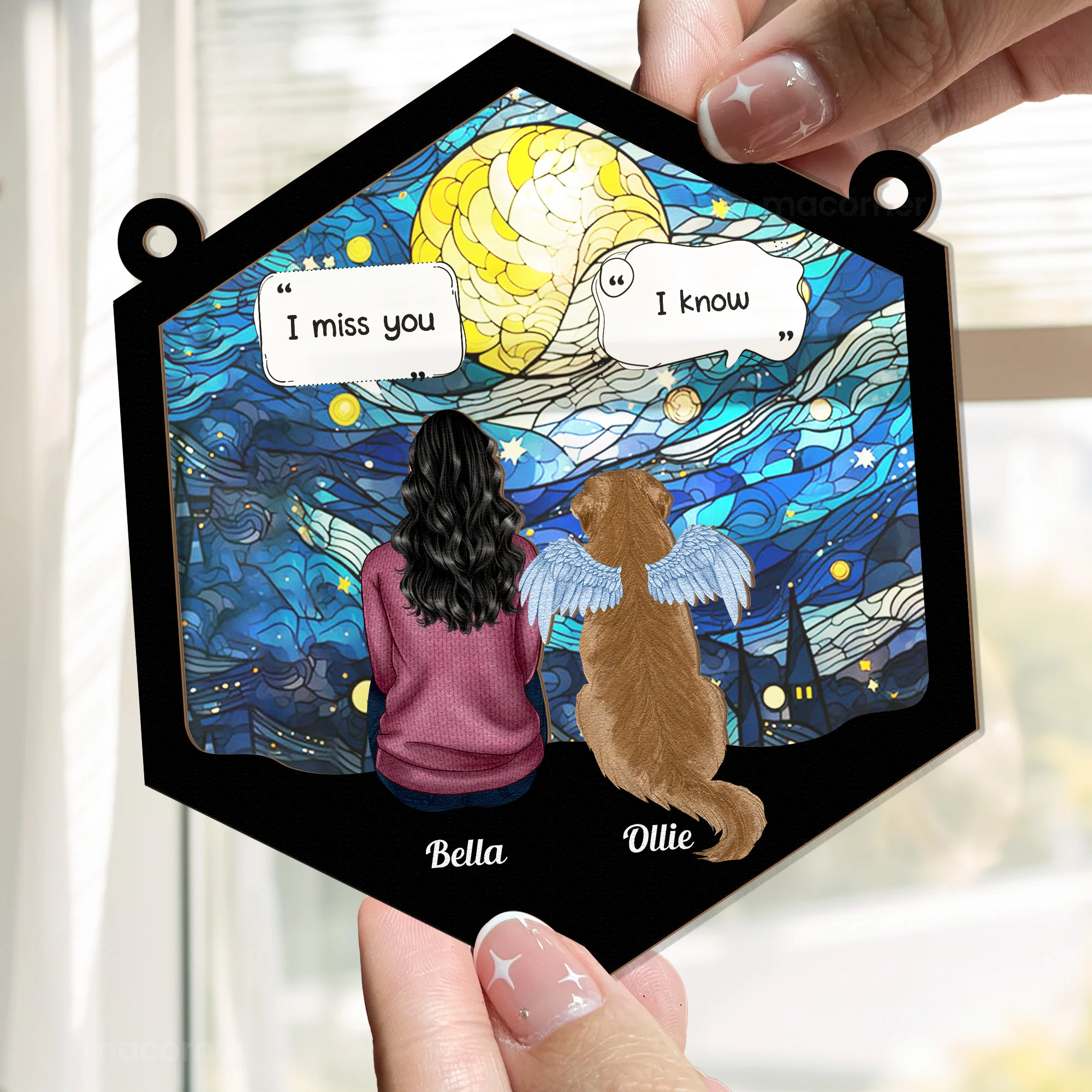 I Miss You- Pet Memorial - Personalized Window Hanging Suncatcher Ornament - Image 5