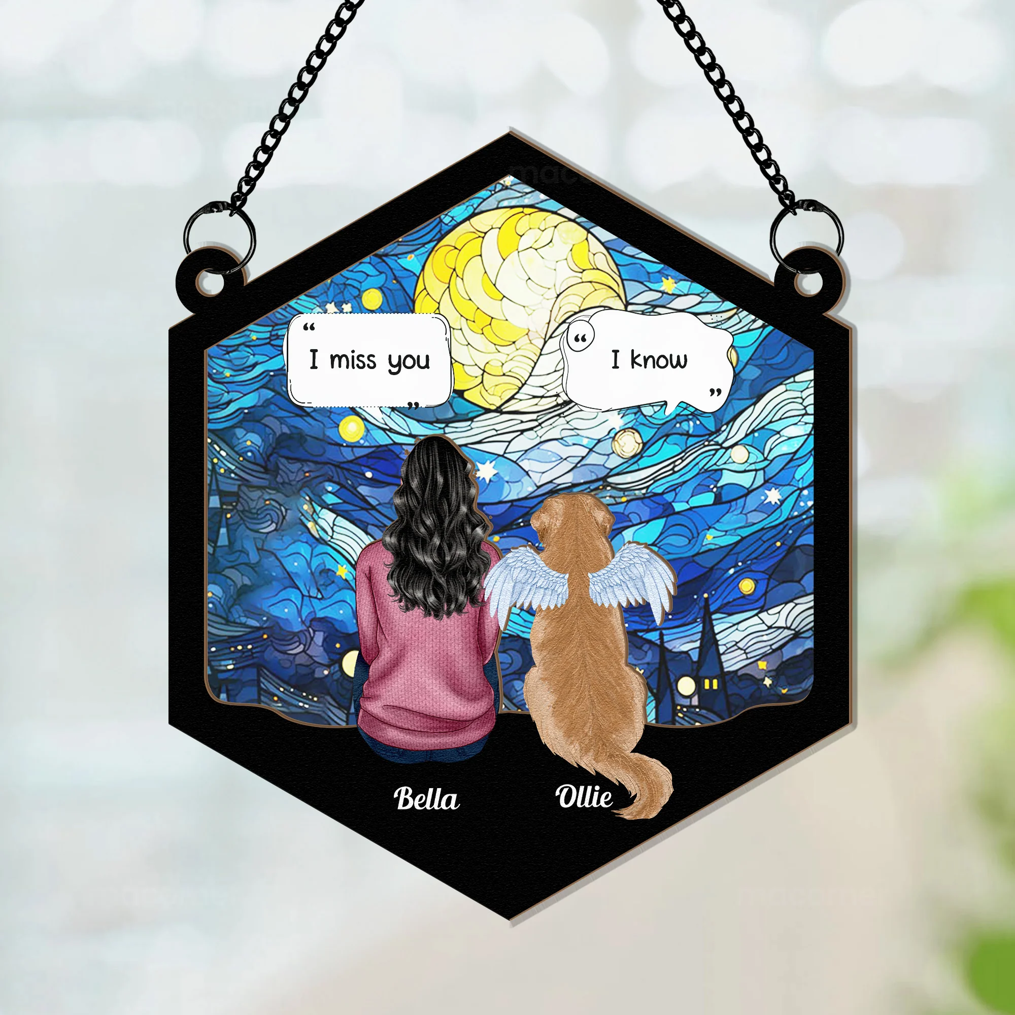I Miss You- Pet Memorial - Personalized Window Hanging Suncatcher Ornament - Image 6