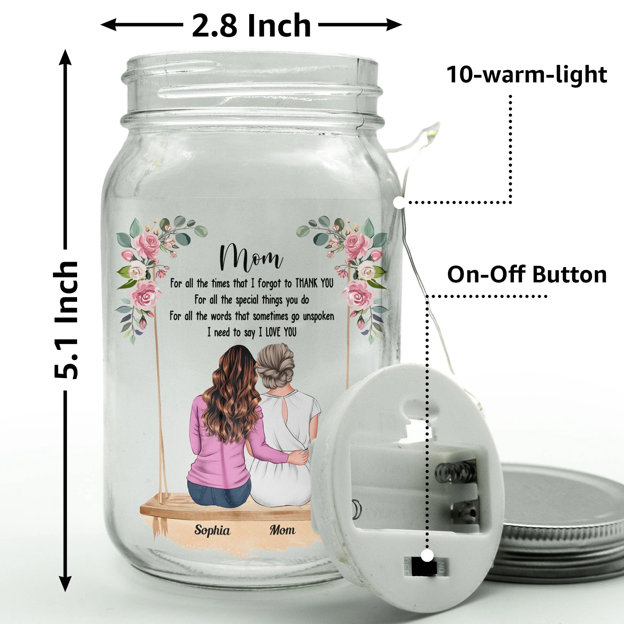 I Need To Say I Love You Mom - Personalized Mason Jar Light - Image 7
