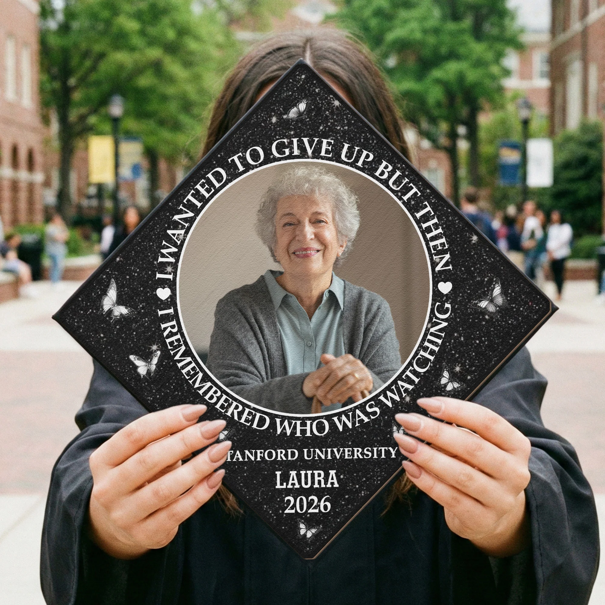 I Remembered Who Was Watching - Personalized Photo Graduation Cap Topper - Image 5