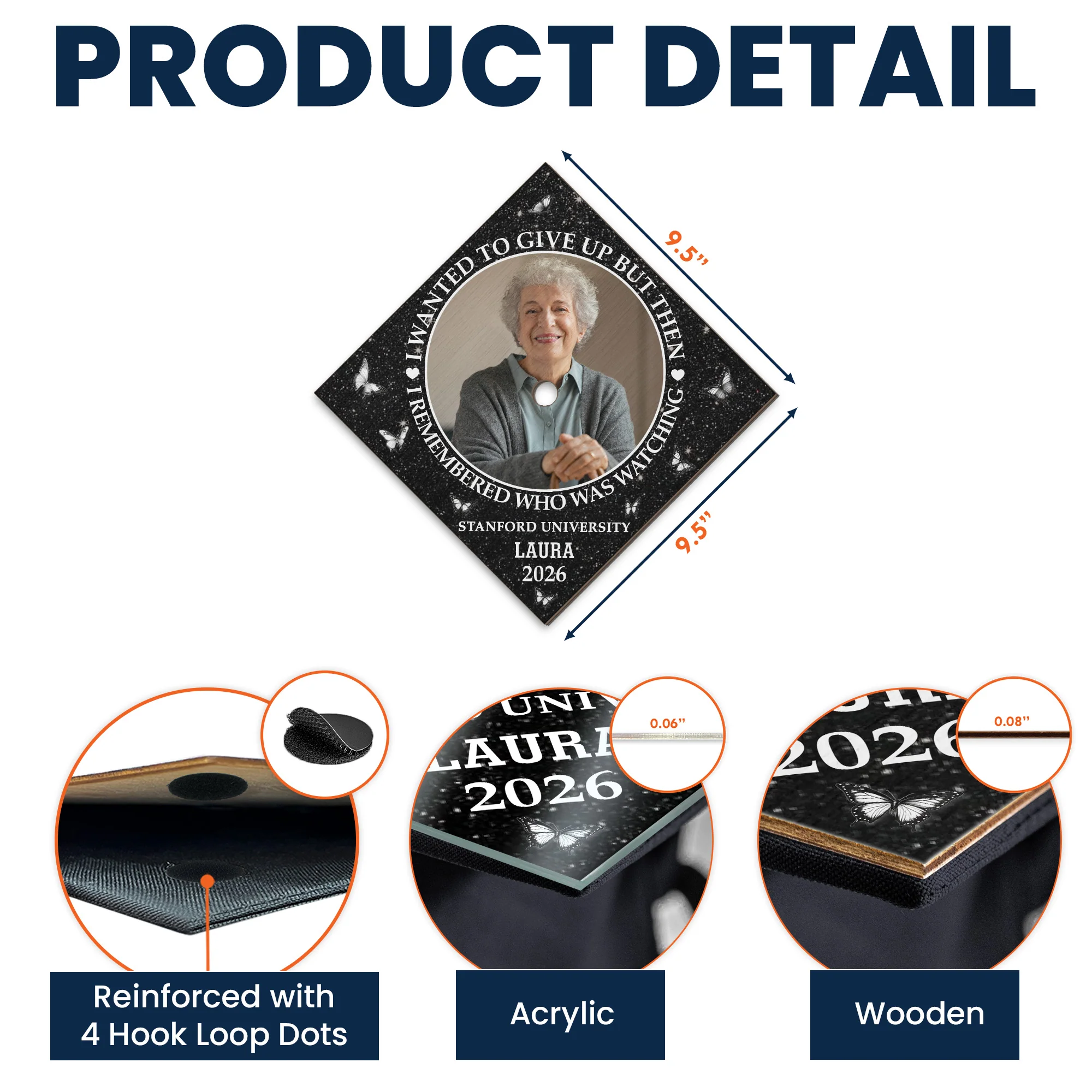 I Remembered Who Was Watching - Personalized Photo Graduation Cap Topper - Image 6