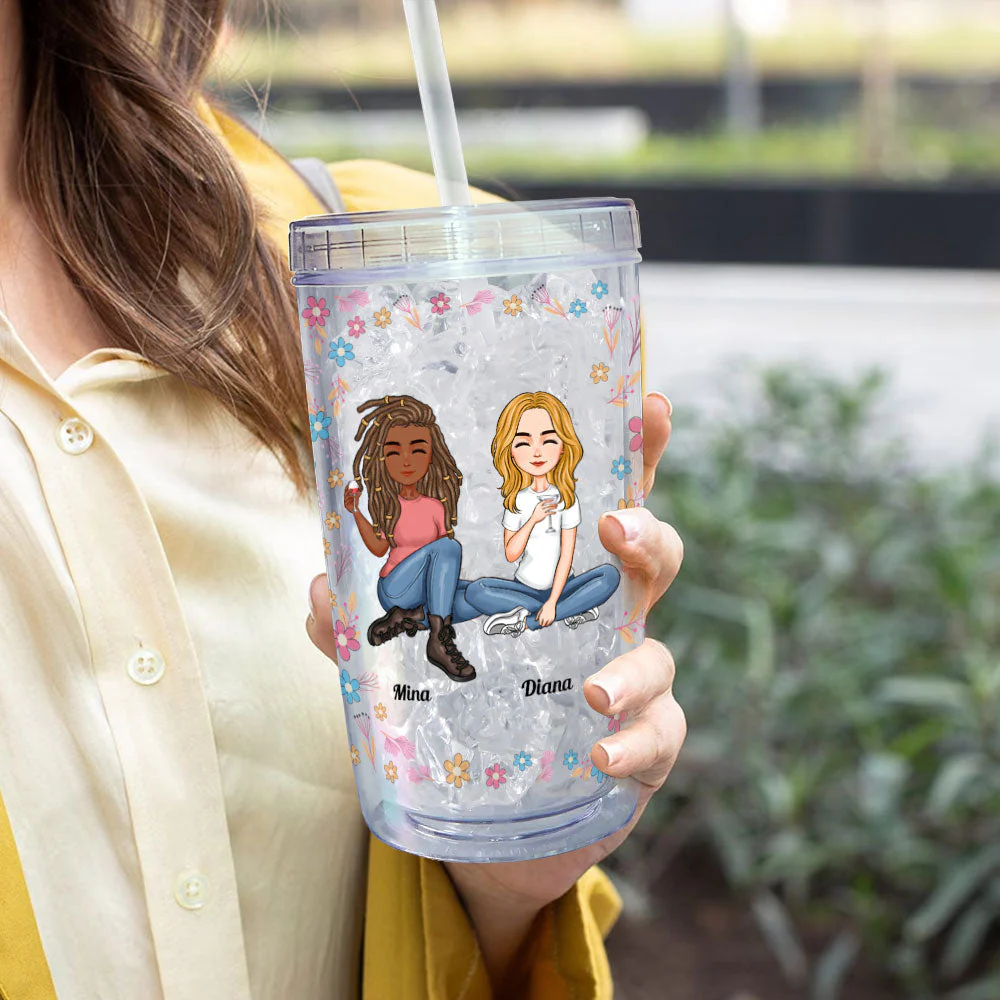 I Smile Because You Are My Sister - Personalized Acrylic Tumbler With Straw - Image 4