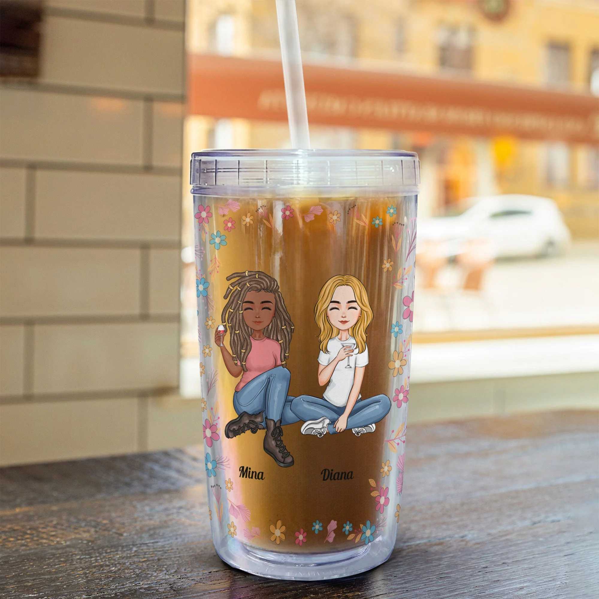 I Smile Because You Are My Sister - Personalized Acrylic Tumbler With Straw - Image 5