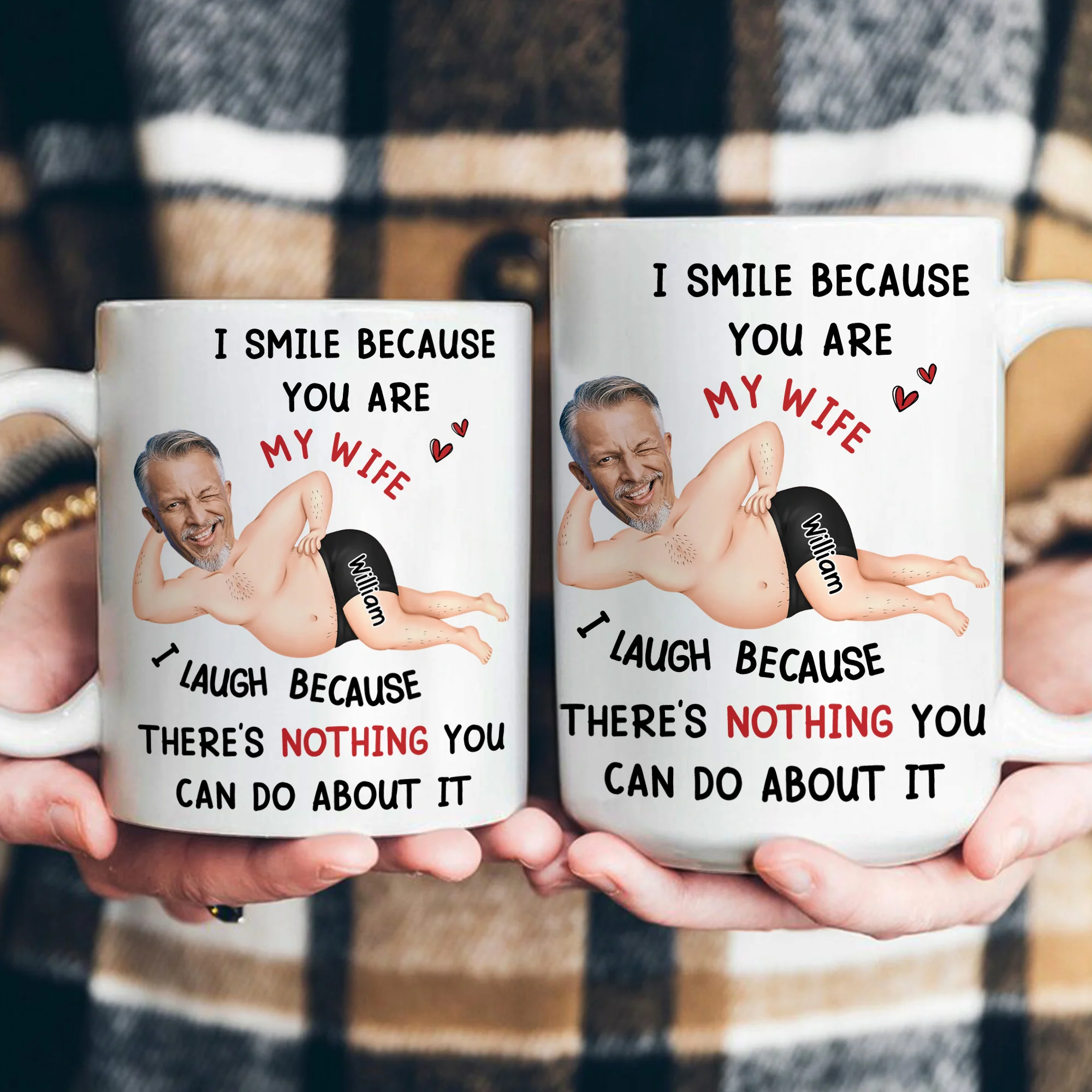 I Smile Because You Are My Wife - Funny Anniversary Gift, Valentine's Day Gifts - Personalized Photo Mug - Image 5
