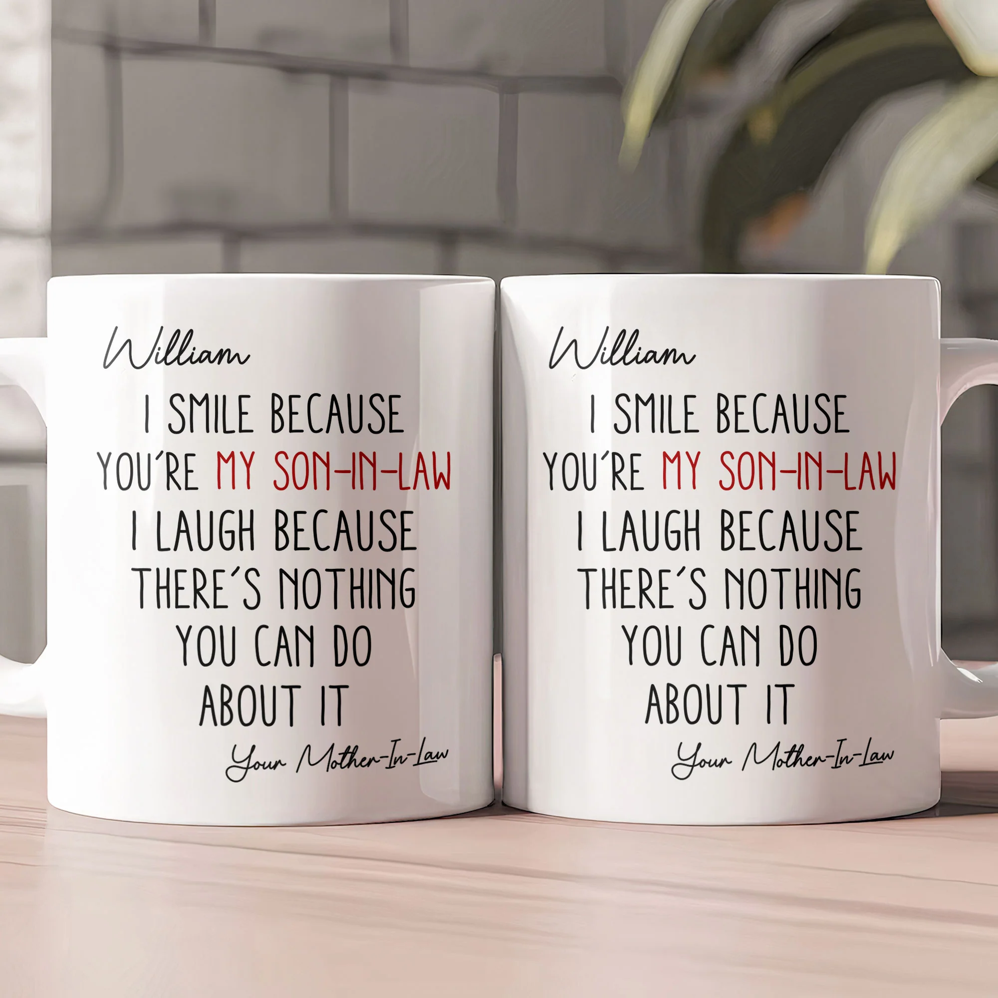 I Smile Because You're My Son-In-Law, Daughter-In-Law - Personalized Mug - Image 2
