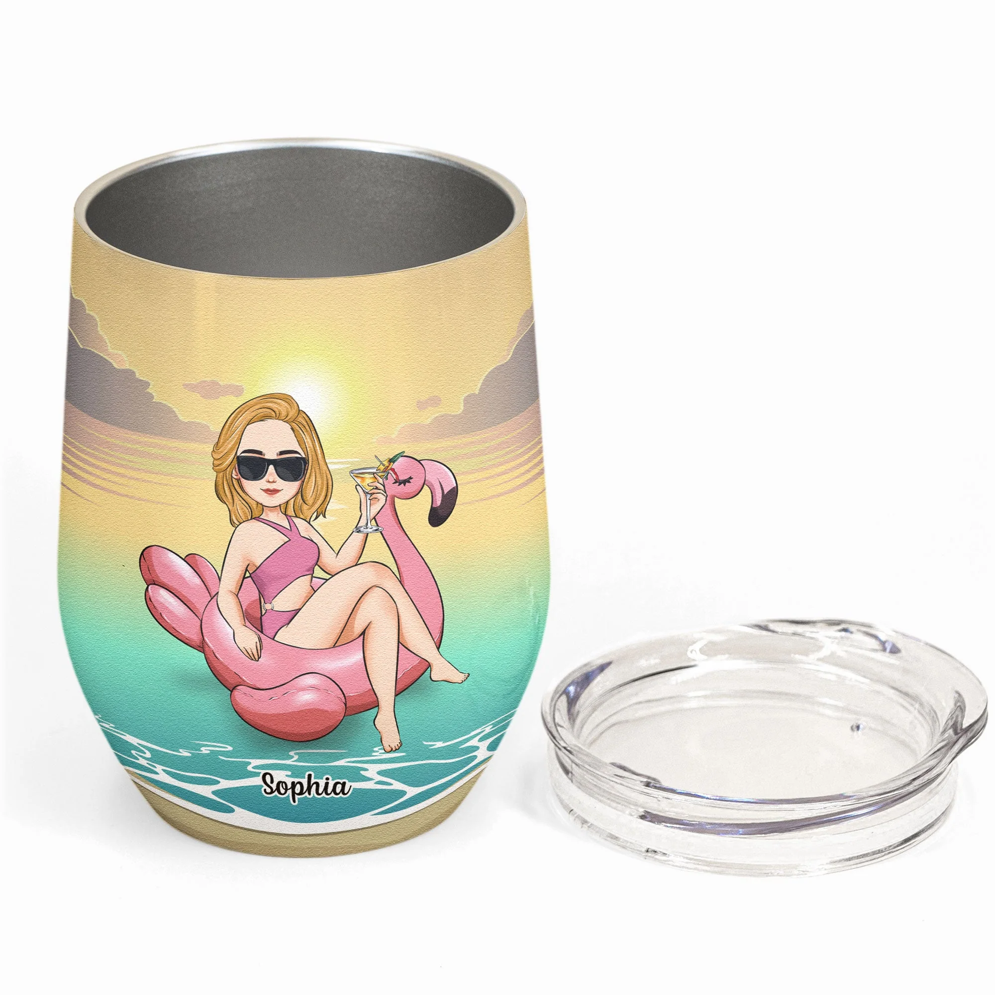 I Sunbathe I Drink - Tanned & Tipsy - Personalized Wine Tumbler - Image 2