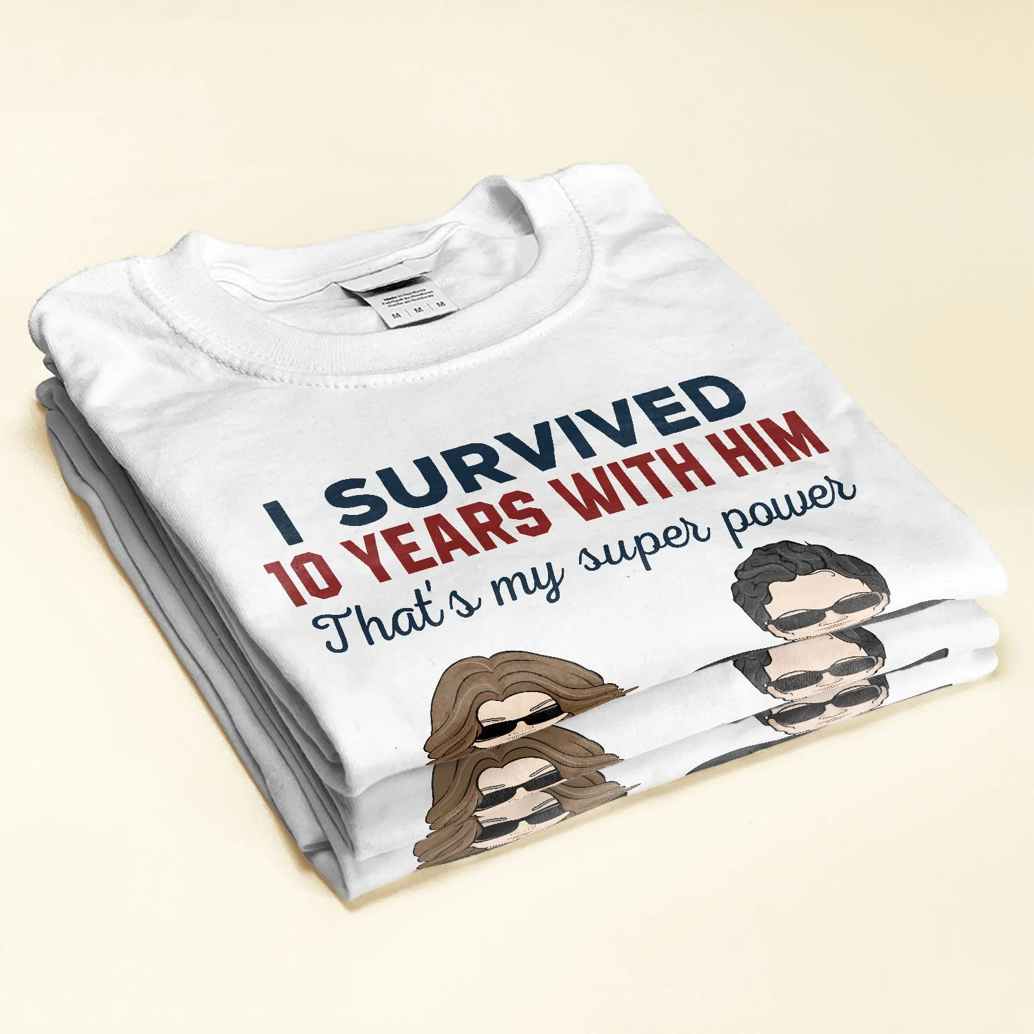 I Survived 10 Years With Him/Her - Personalized Shirt - Anniversary Gift For Husband And Wife - Man And Woman - Image 2