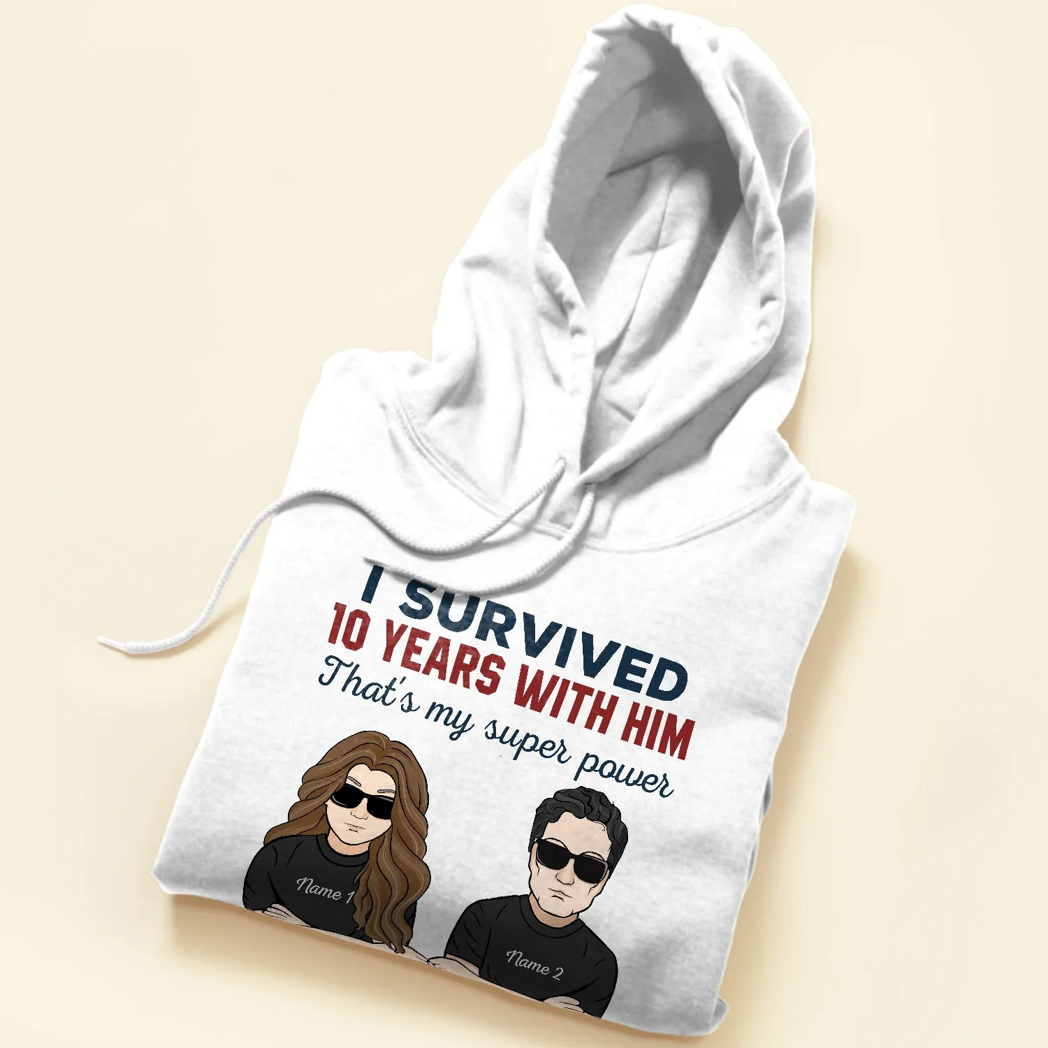 I Survived 10 Years With Him/Her - Personalized Shirt - Anniversary Gift For Husband And Wife - Man And Woman - Image 5