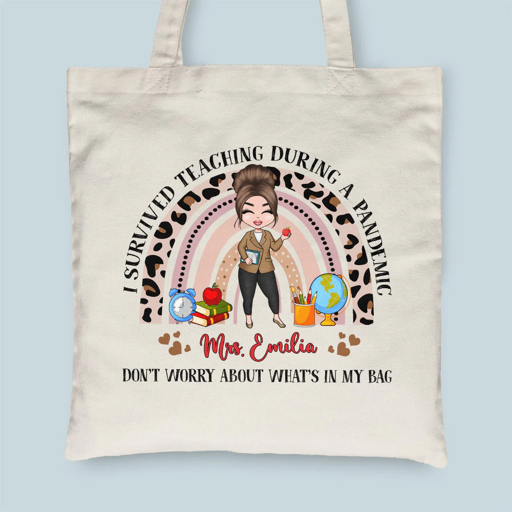 I Survived Teaching During A Pandemic - Personalized Tote Bag - Birthday Gift For Teacher - Image 4