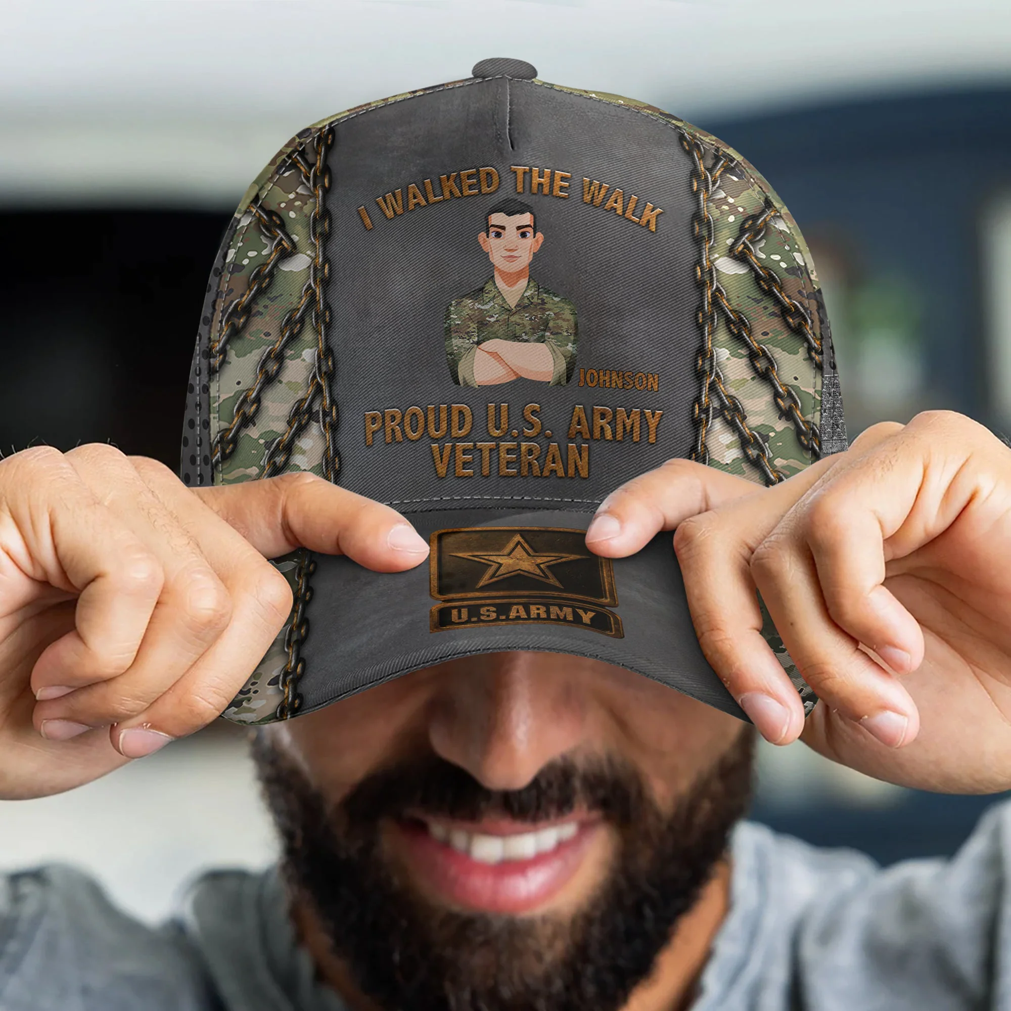 I Walked The Walk Veteran 250 Years Of Freedom - Personalized Cap - Image 4