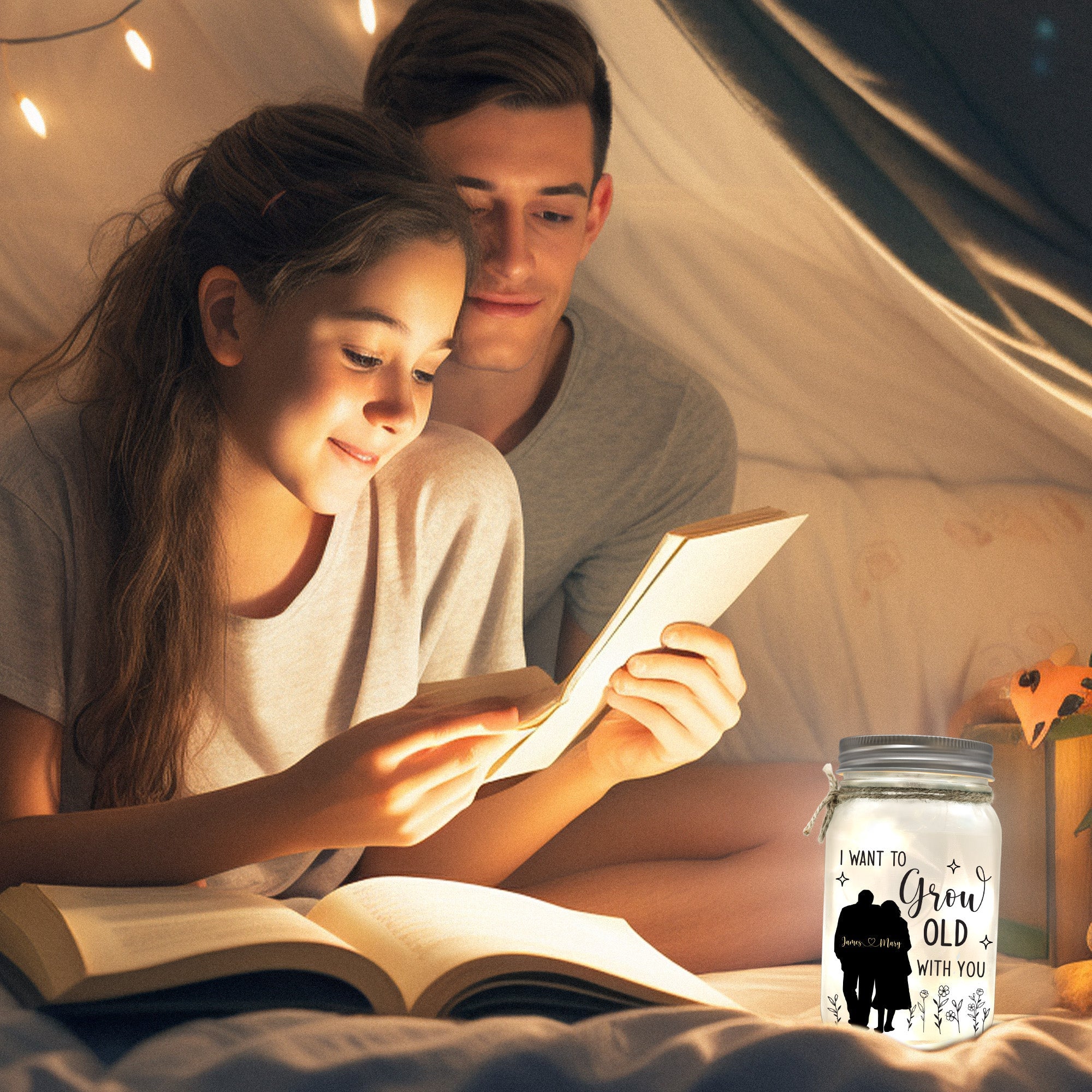 I Want To Grow Old With You - Personalized Mason Jar Light - Image 5