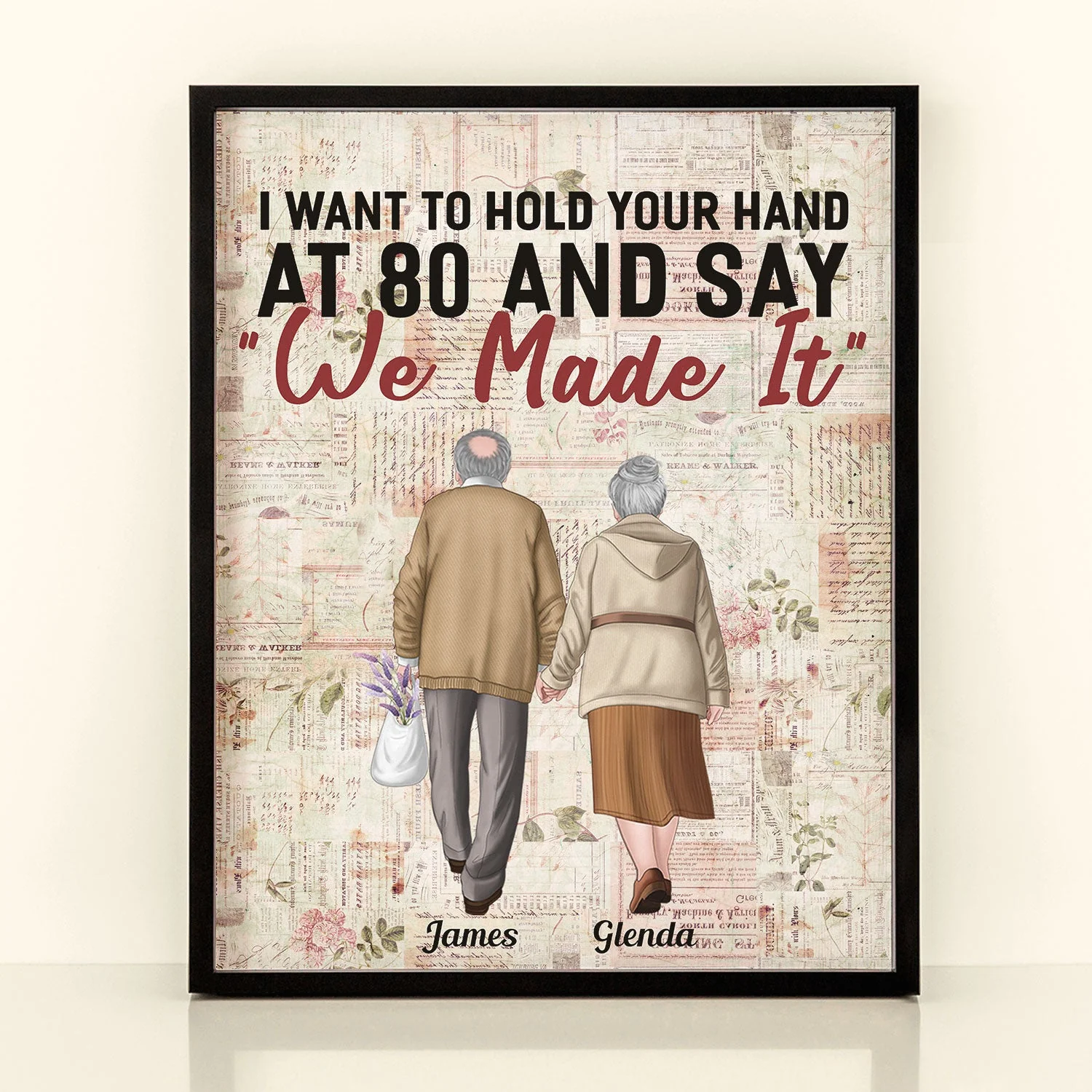 I Want To Hold Your Hand At 80 - Personalized Poster - Anniversary, Valentine's Day Gift For Husband, Wife - Image 2