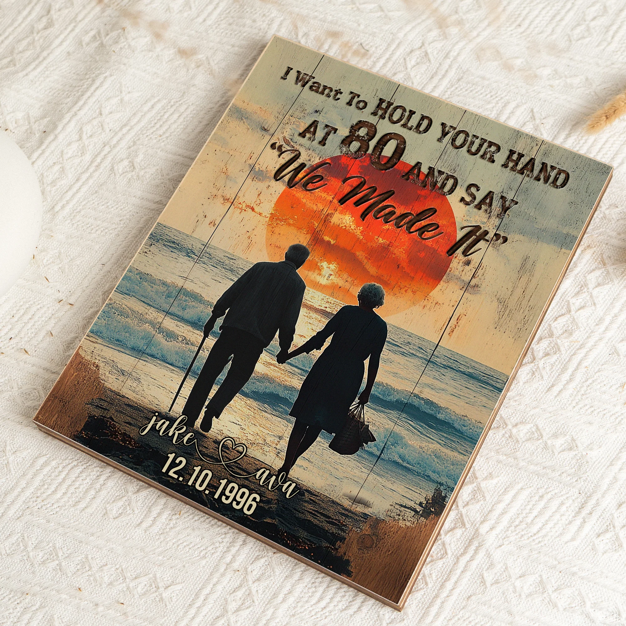 I Want To Hold Your Hand At 80 Say We Made It - Custom Wood Plaque - Image 3