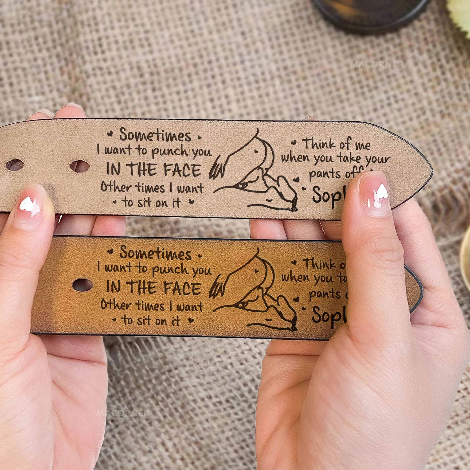 I Want To Sit On Your Face - Naughty Gift For Him, Husband - Personalized Engraved Leather Belt - Image 3