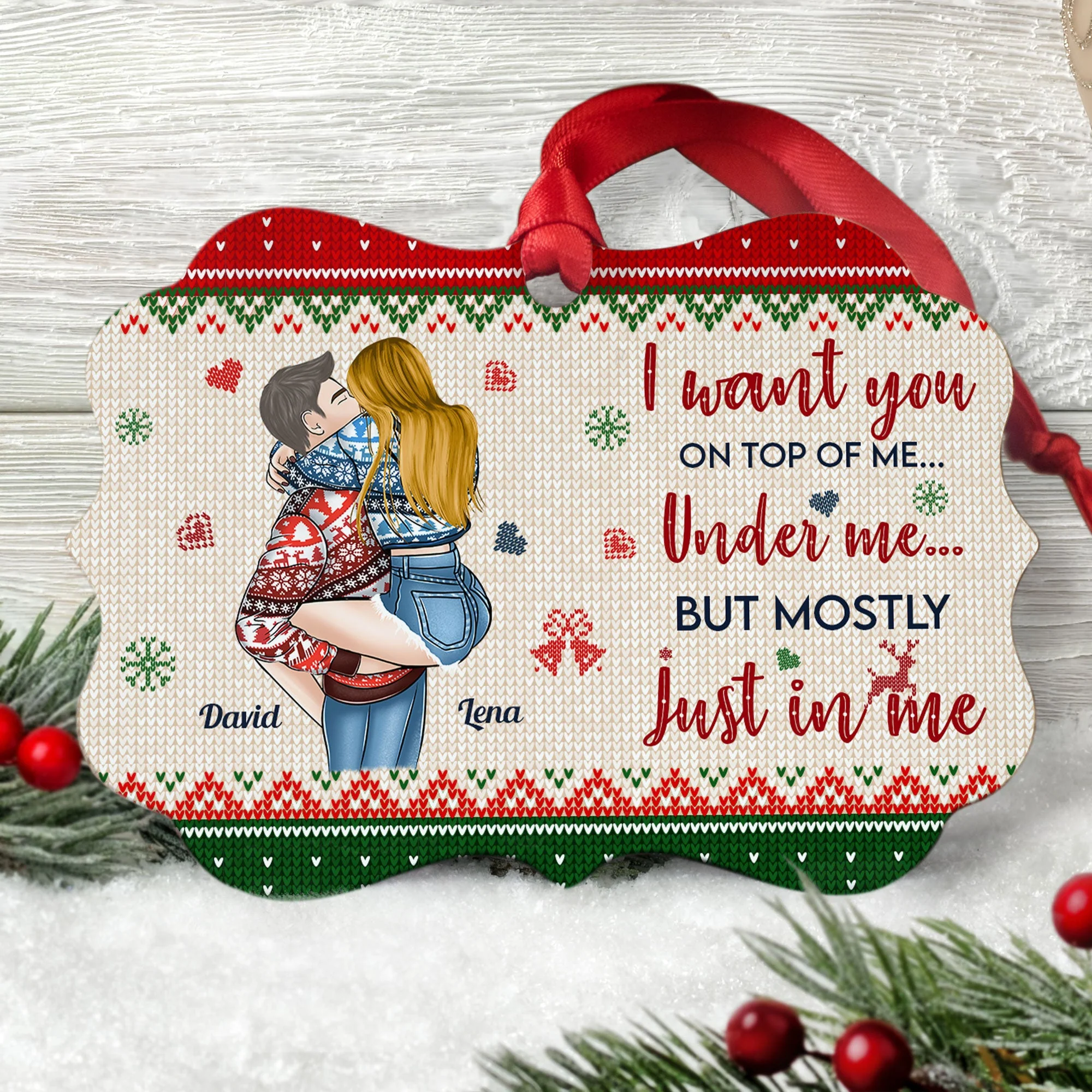 I Want You On Top Of Me - Personalized Alumium Ornament - Christmas Gift For Boyfriend, Husband - Image 2