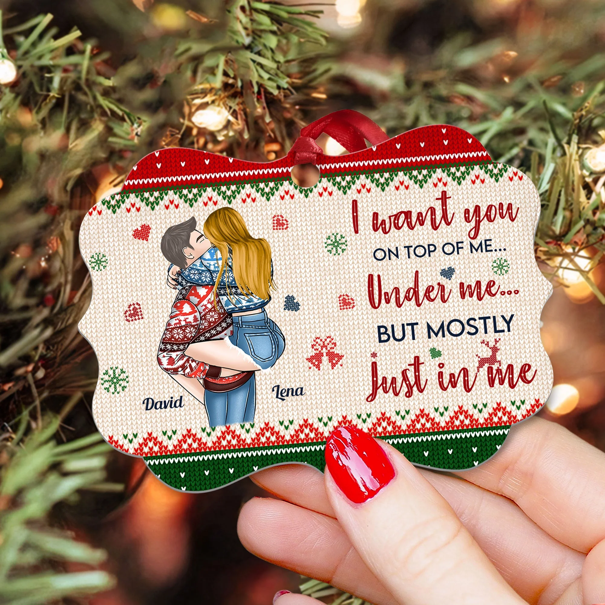 I Want You On Top Of Me - Personalized Alumium Ornament - Christmas Gift For Boyfriend, Husband - Image 3