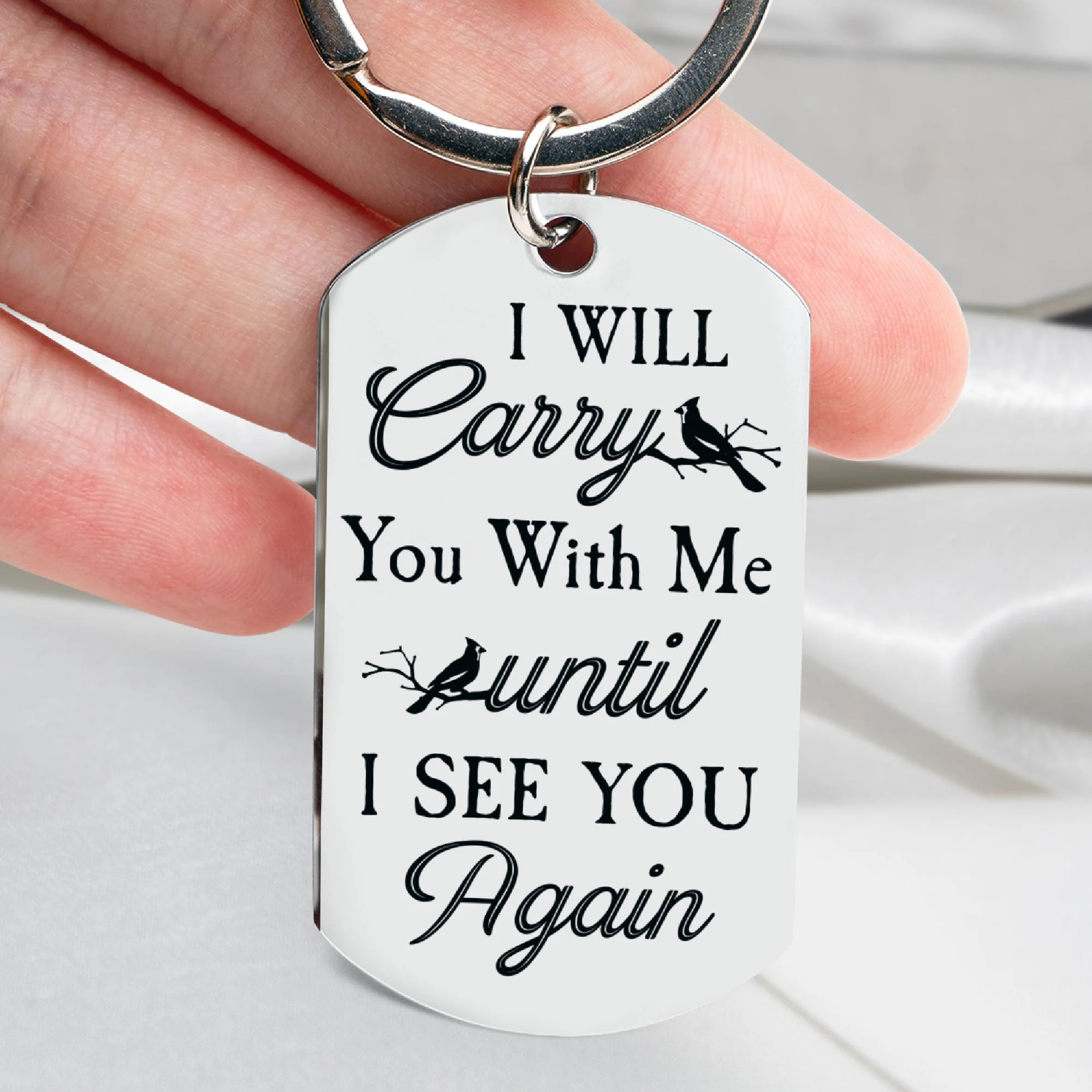 I Will Carry You With Me - Personalized Engraved Stainless Steel Photo Keychain - Image 4