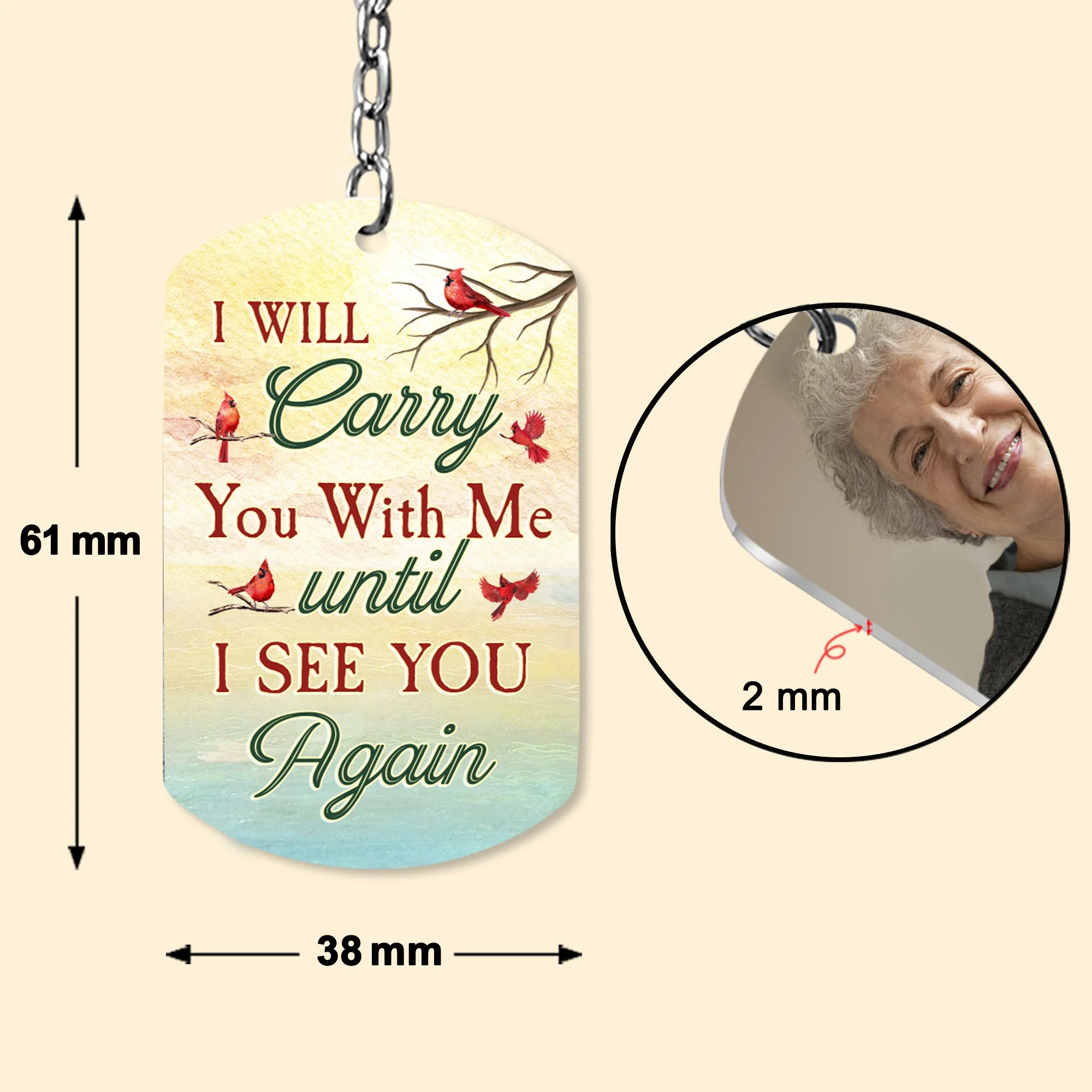 I Will Carry You With Me - Personalized Photo Keychain - Image 5