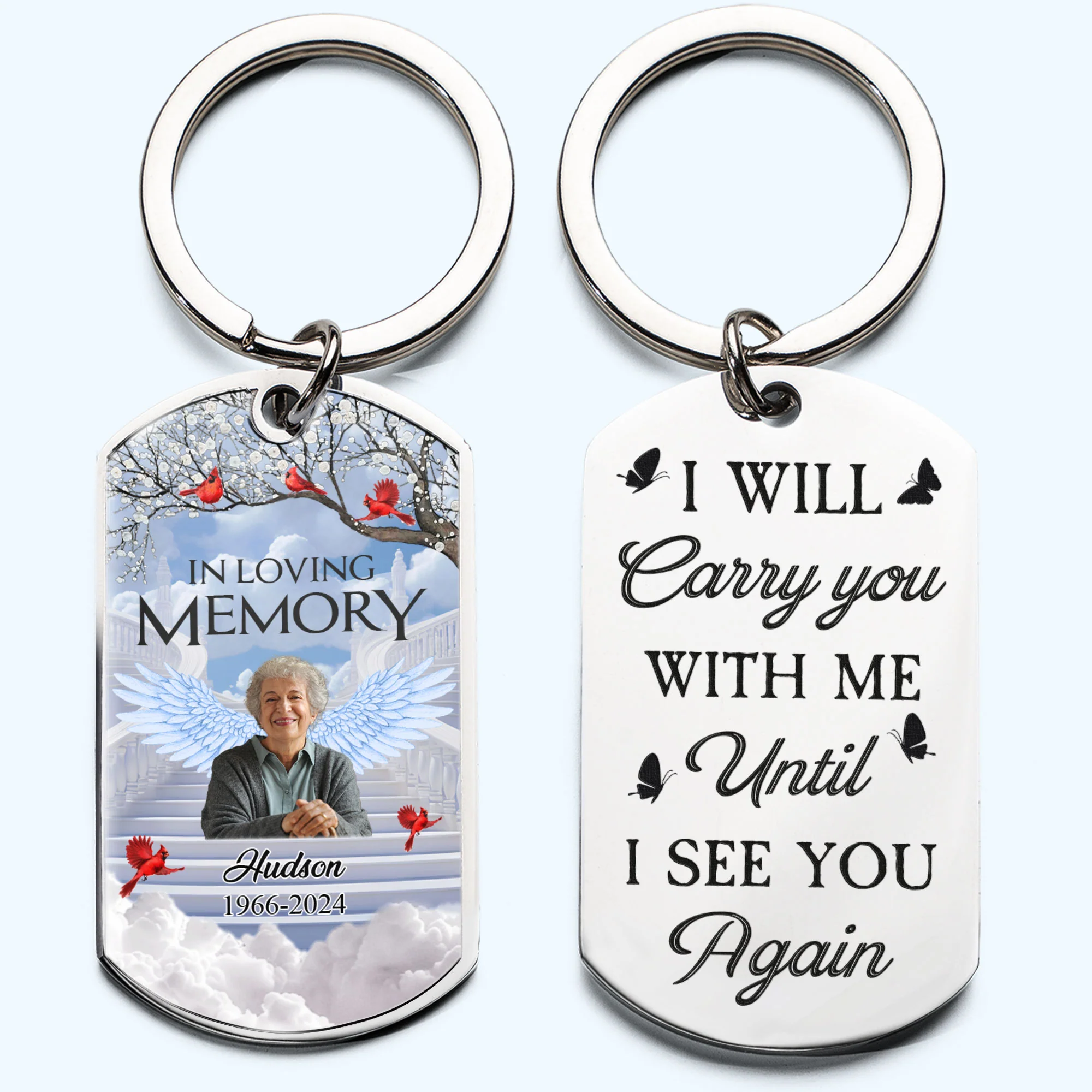 I Will Carry You With Me - Personalized Stainless Steel Photo Keychain - Image 2