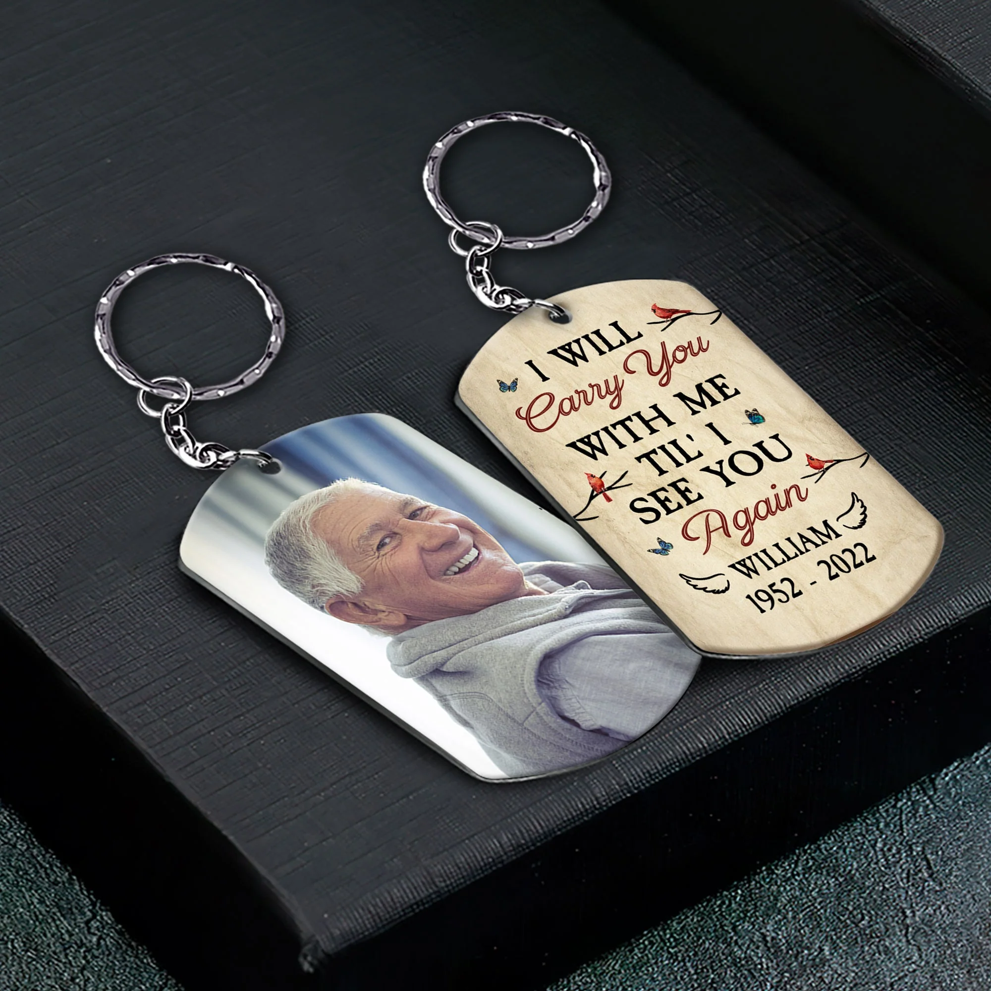 I Will Carry You With Me Til' I See You Again - Personalized Photo Keychain - Image 3