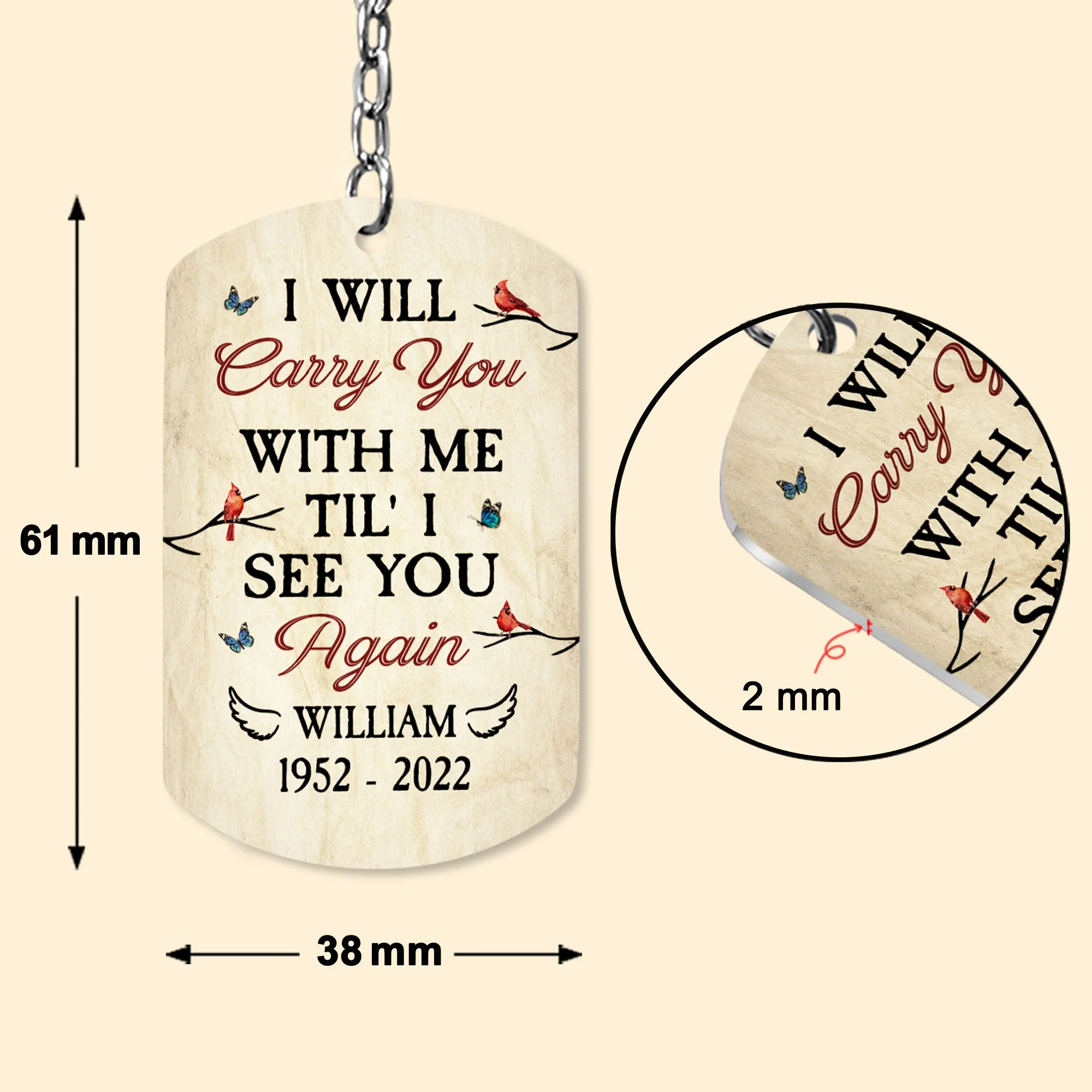 I Will Carry You With Me Til' I See You Again - Personalized Photo Keychain - Image 5