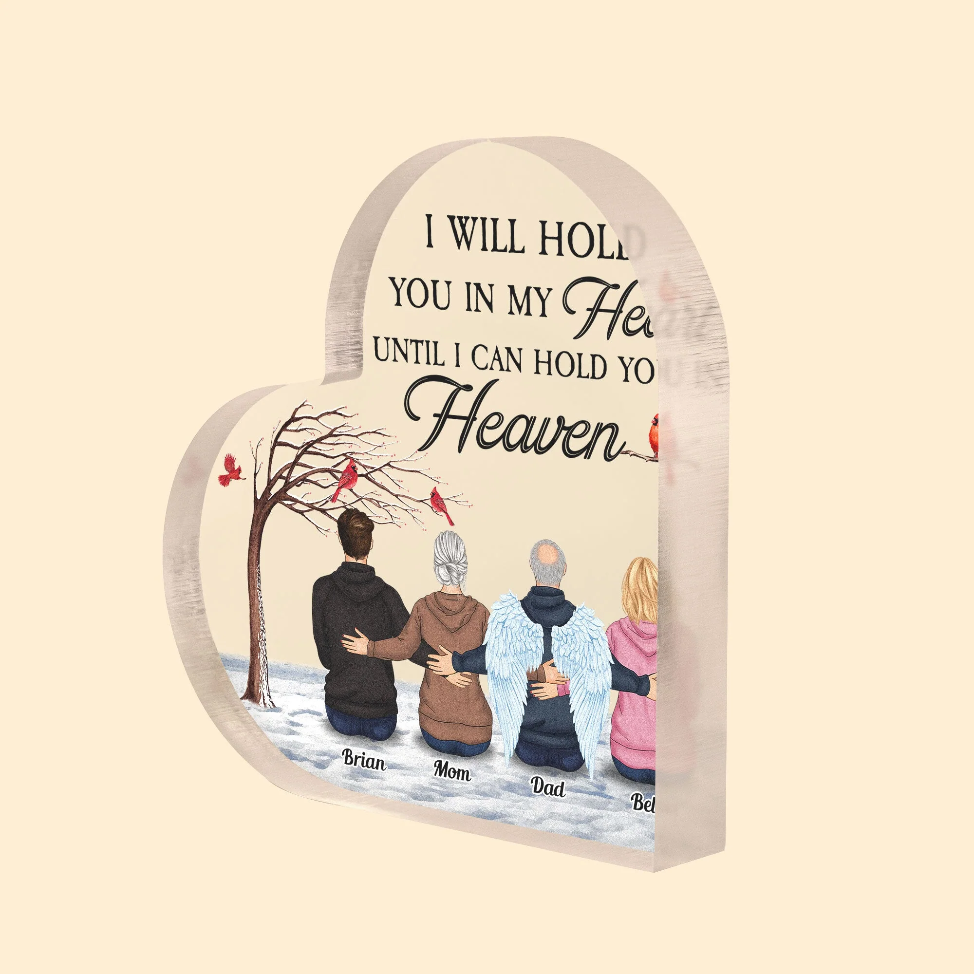 I Will Hold You In My Heart Until I Can Hold You In Heaven - Personalized Heart-Shaped Acrylic Plaque - Image 2
