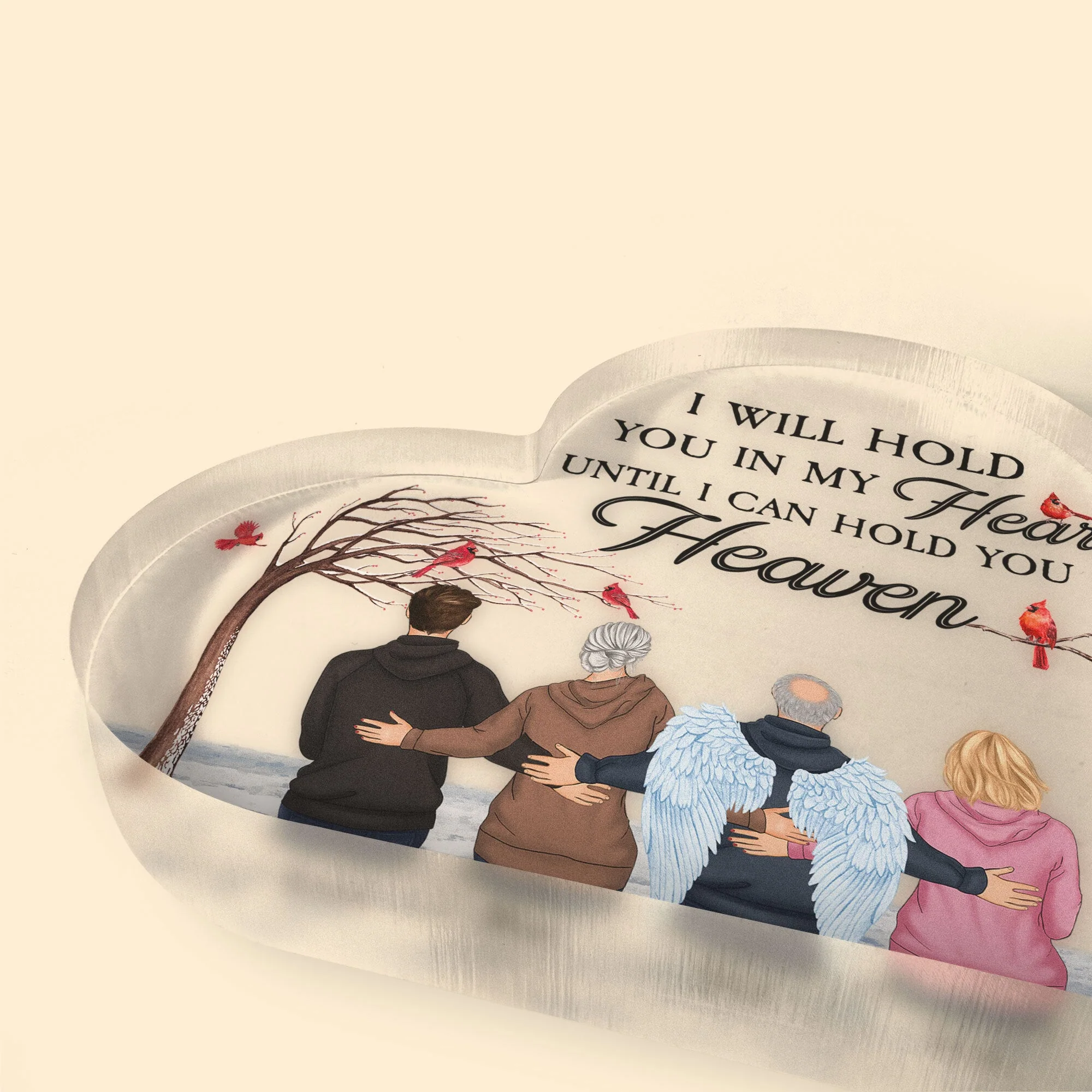 I Will Hold You In My Heart Until I Can Hold You In Heaven - Personalized Heart-Shaped Acrylic Plaque - Image 3