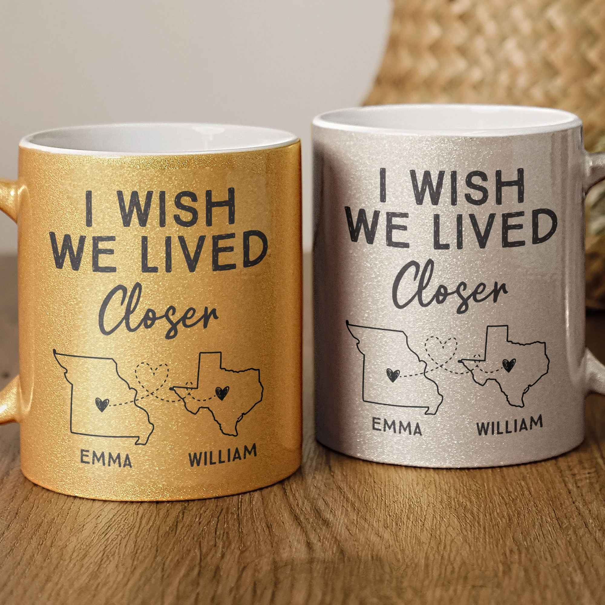 I Wish We Lived Closer - Personalized Glitter Coffee Mug - Image 3