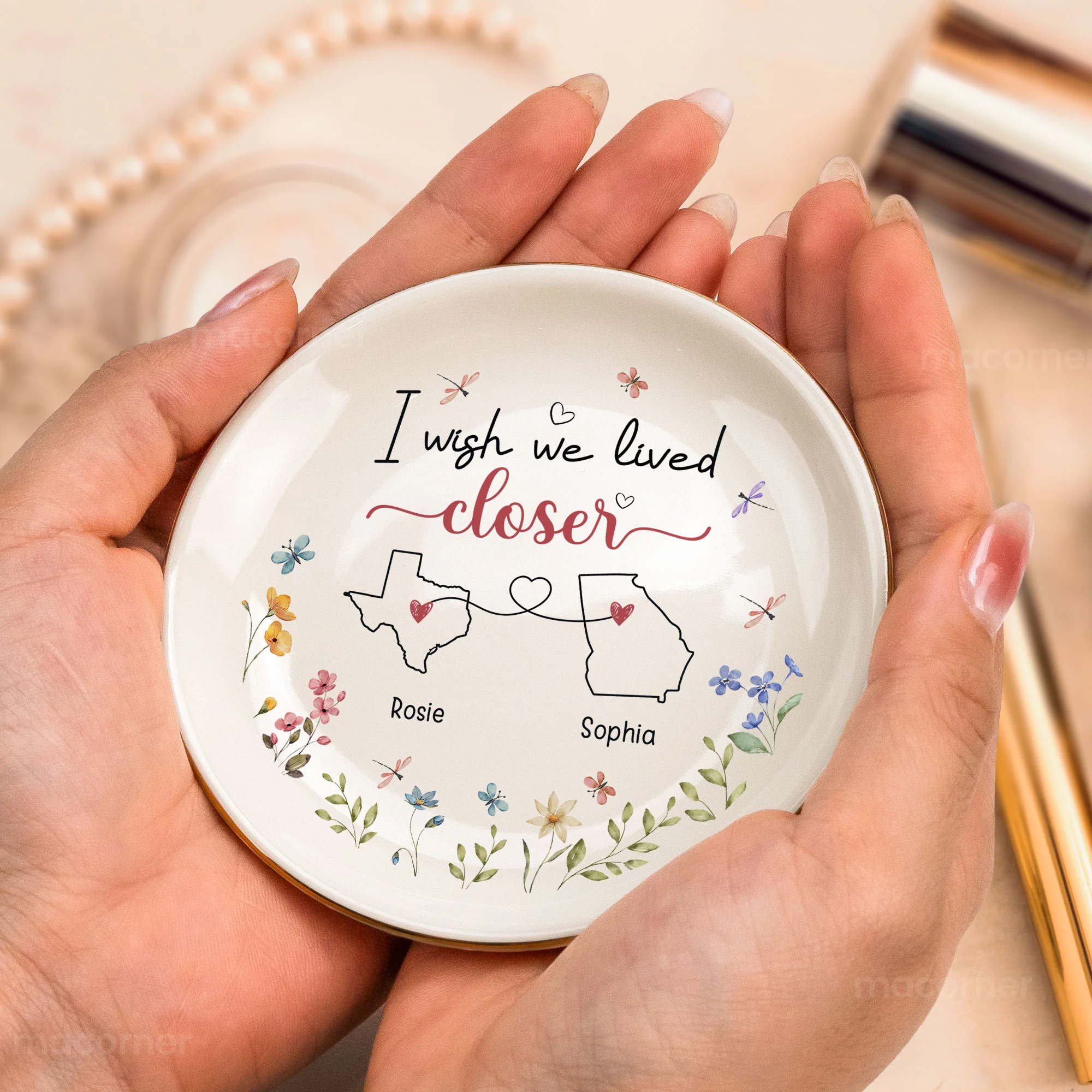 I Wish We Lived Closer - Personalized Jewelry Dish - Image 2