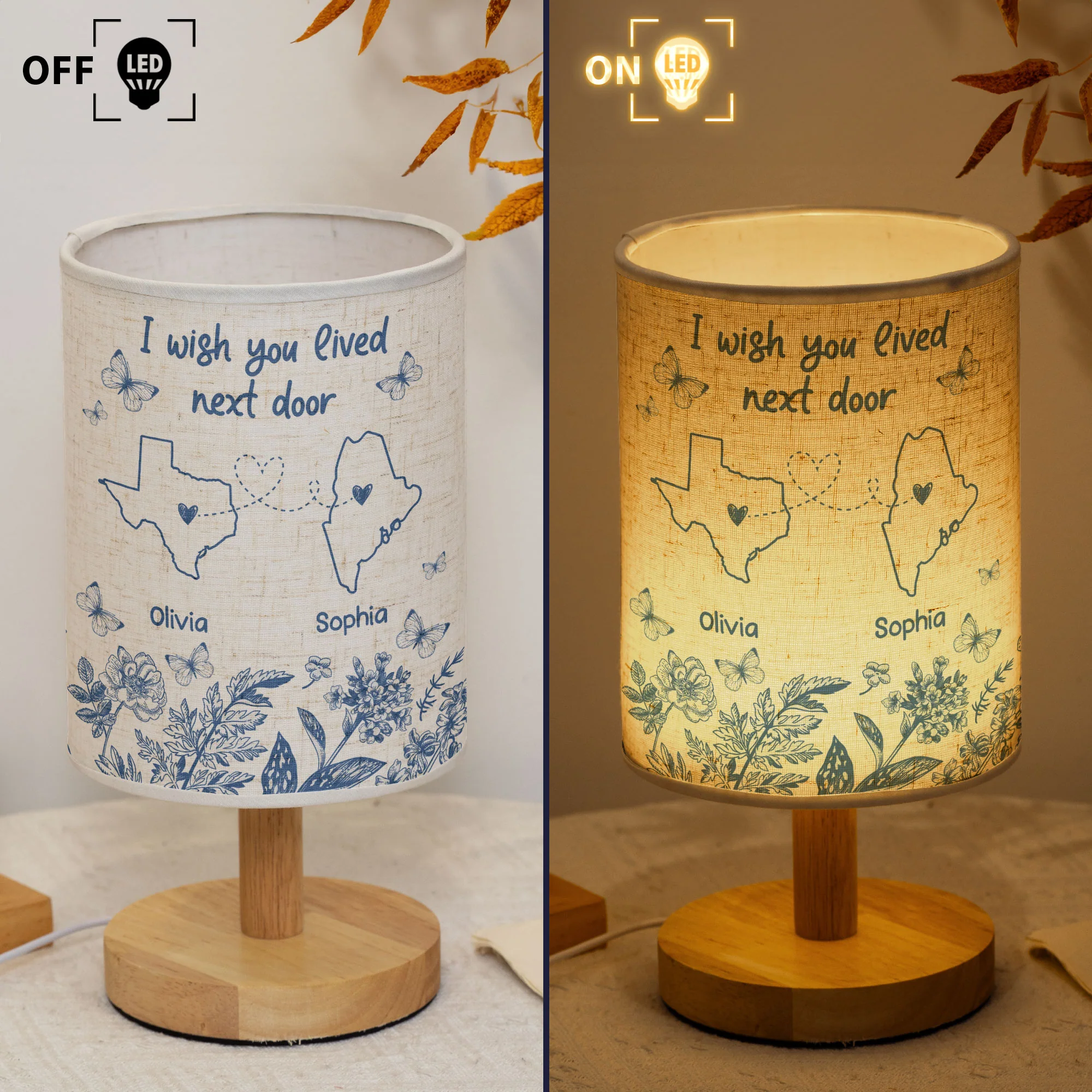 I Wish You Lived Next Door - Personalized Fabric Lamp - Image 5