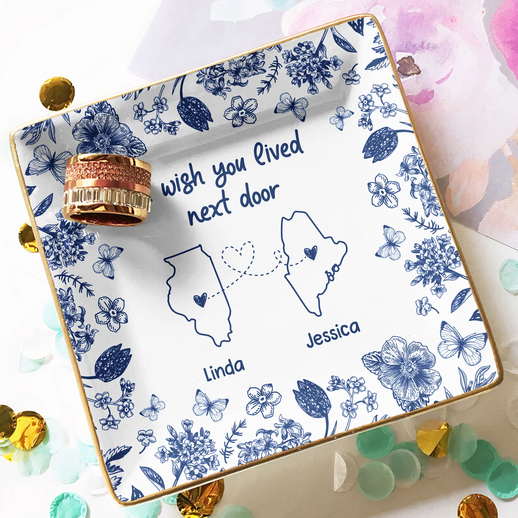 I Wish You Lived Next Door - Personalized Jewelry Dish - Image 4