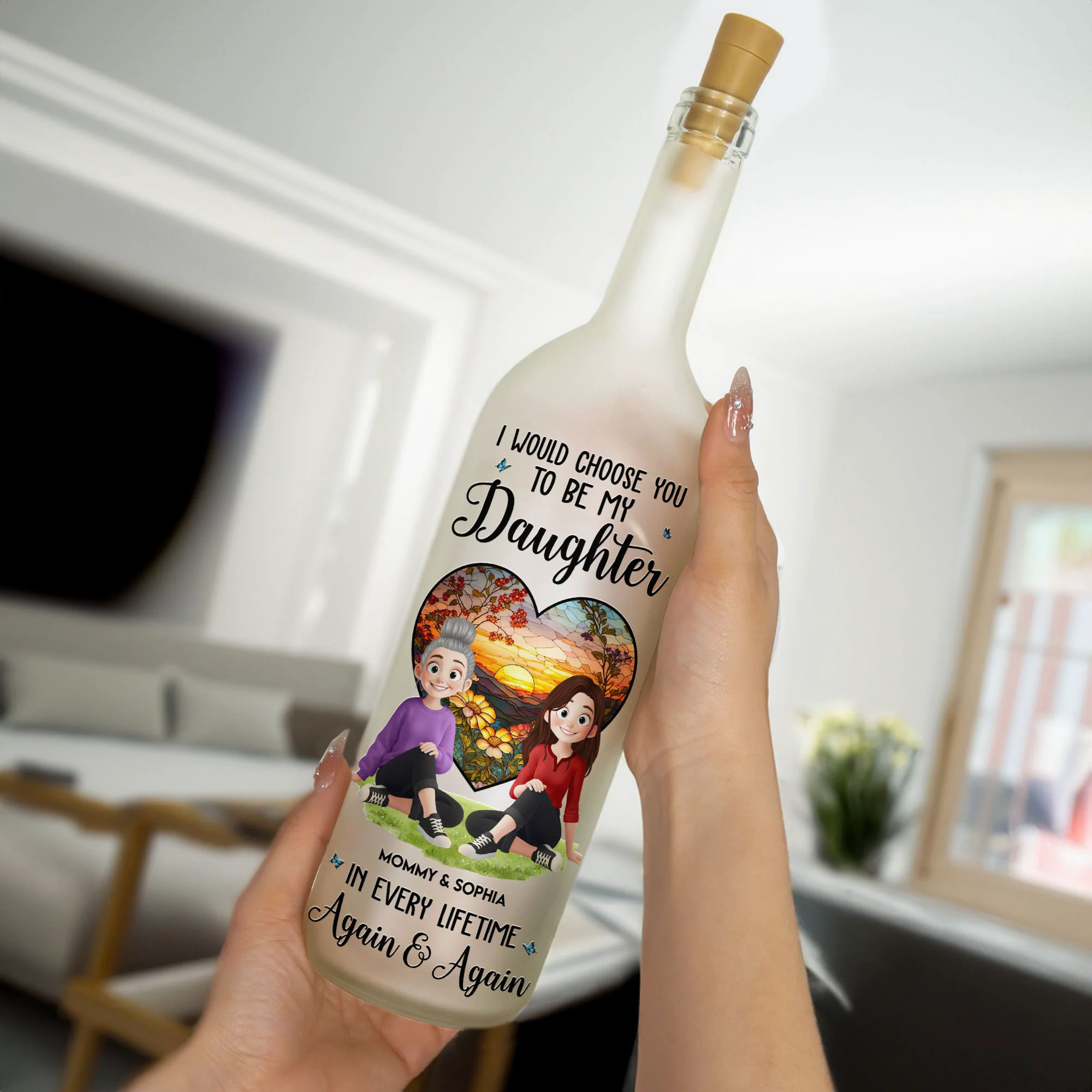 I Would Choose You To Be My Daughter Son - Personalized Bottle Lamp - Image 3