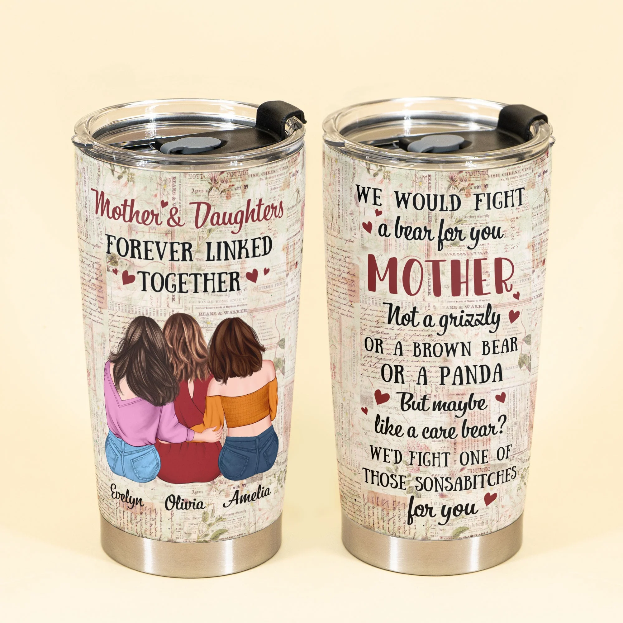 I Would Fight A Bear For You Mother - Personalized Tumbler Cup - Birthday Gift For Mom - Image 2