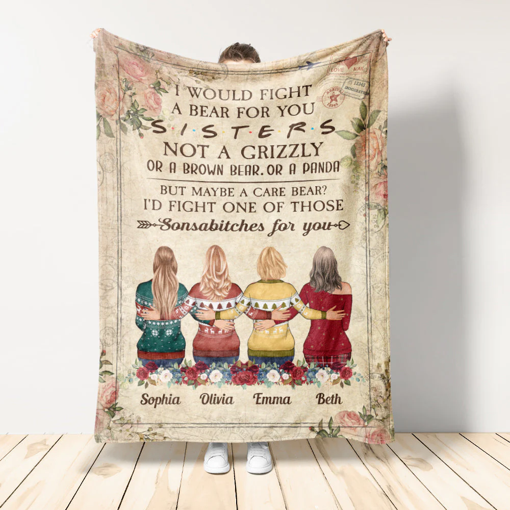 I Would Fight A Bear For You - Personalized Blanket - Birthday Gift For Friends - Hugging Friends - Image 2
