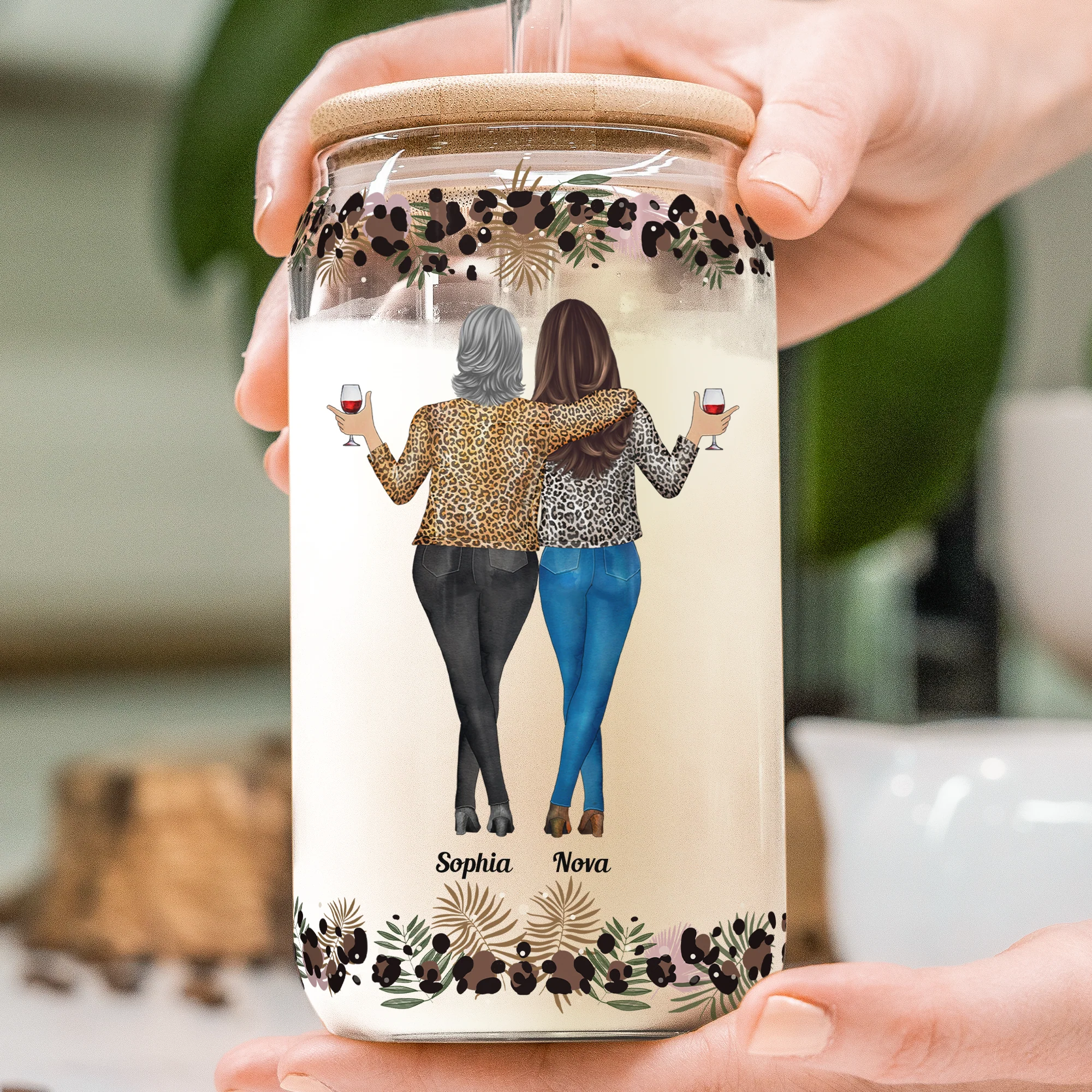 I Would Fight A Bear For You Sister, Bestie, Friend - Personalized Clear Glass Cup - Image 3