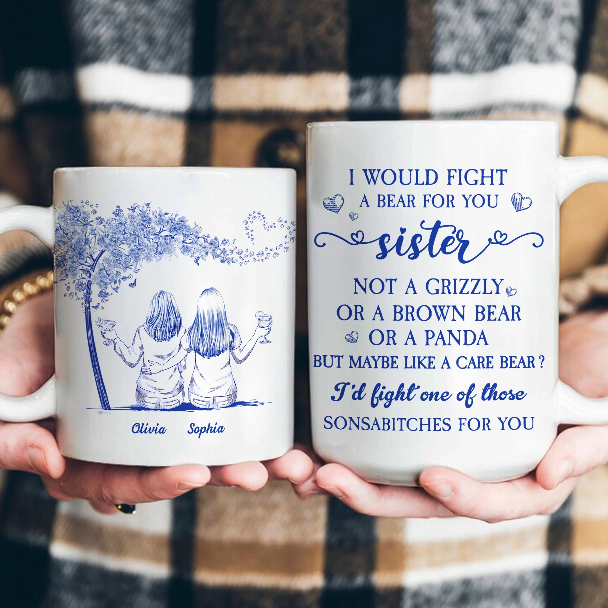 I Would Fight A Bear For You Toile De Jouy - Personalized Mug - Image 3
