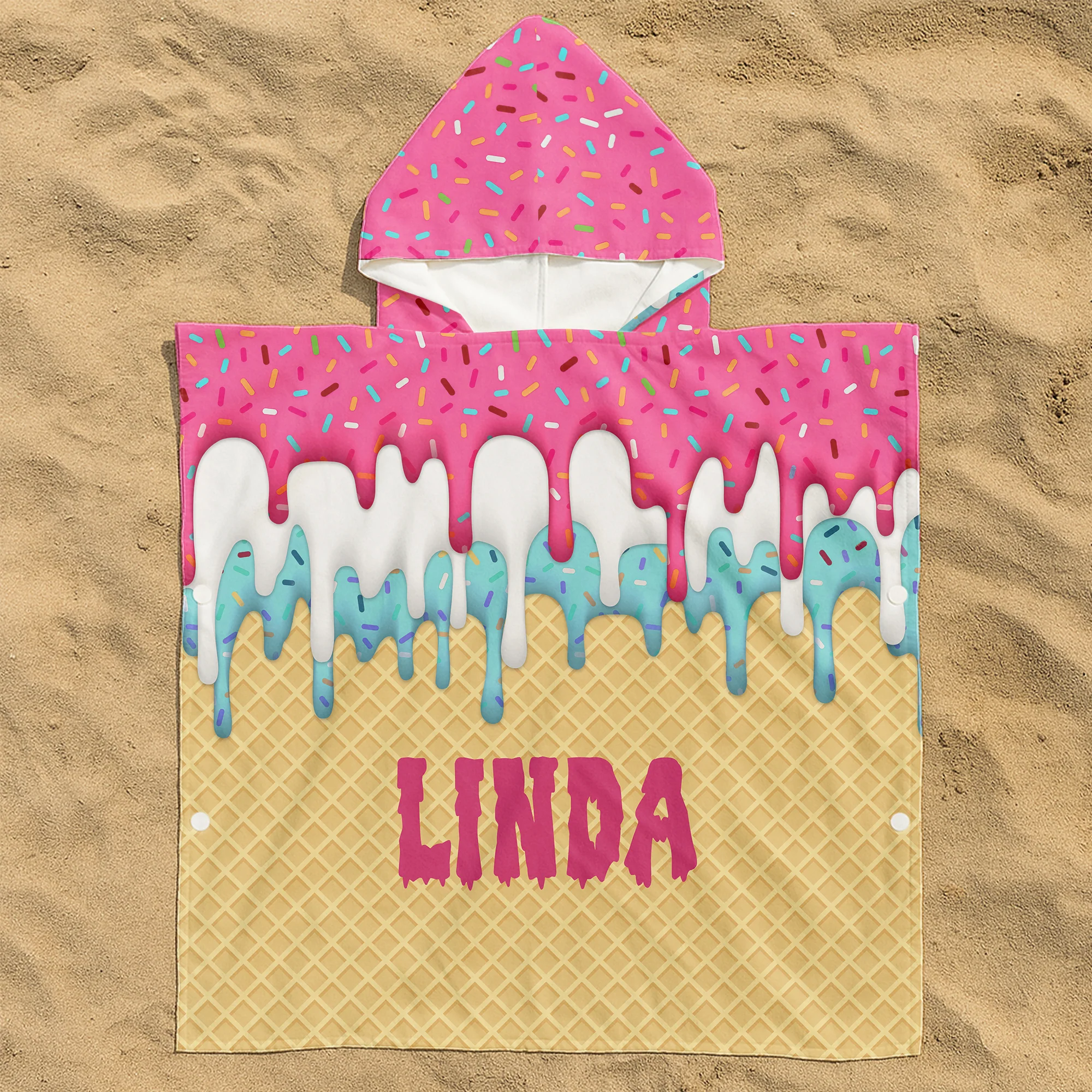 Ice Cream Drip Baseball Summer - Personalized Beach Towel - Image 3