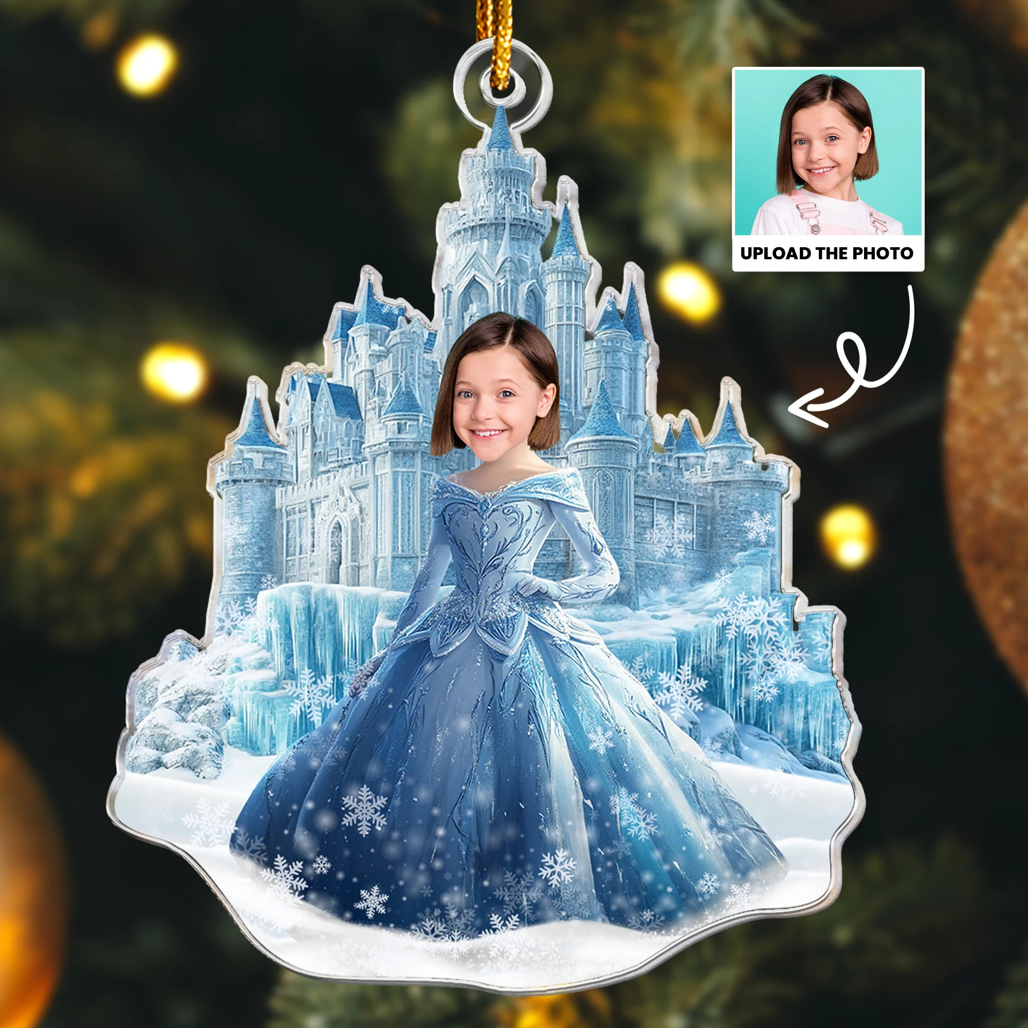 Ice Princess - Custom Face Ornament Gifts For Daughter, Girl, Kids - Personalized Acrylic Photo Ornament - Gift For Daughter