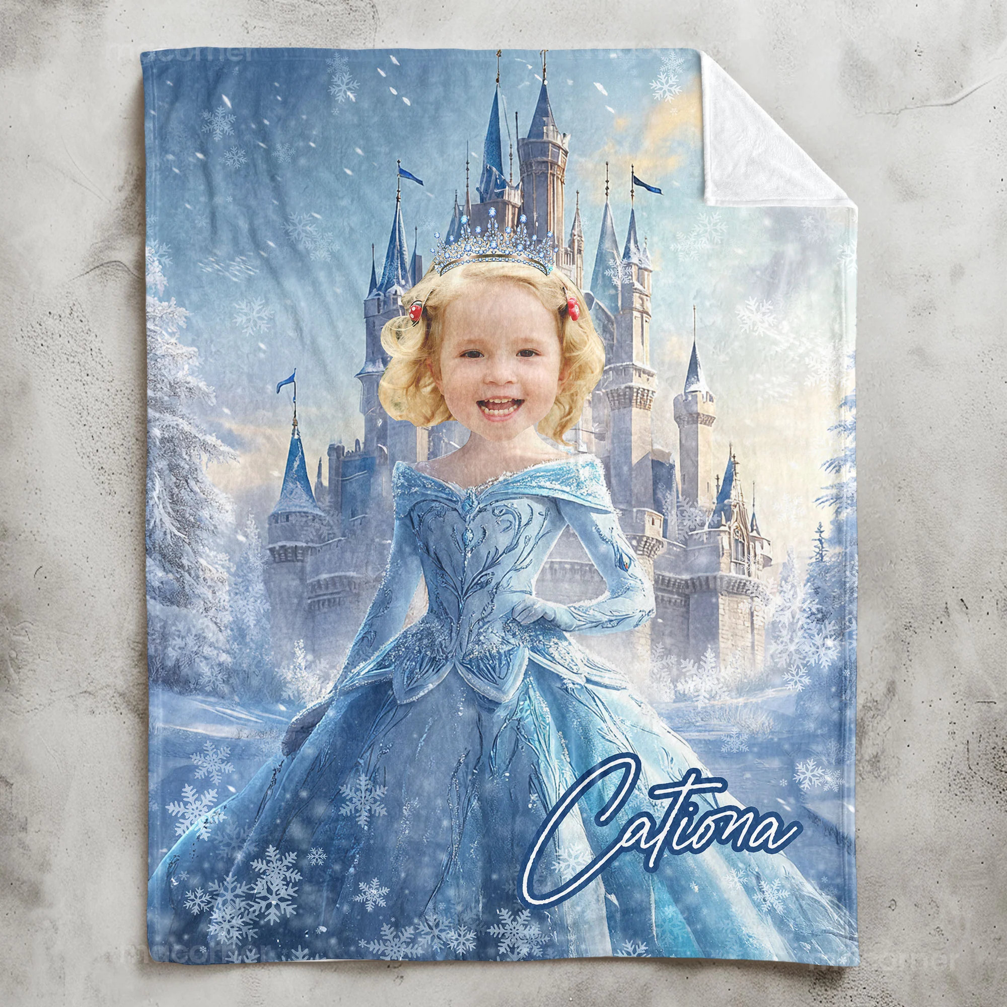 Ice Princess - Gifts For Little Girls, Daughter - Custom Face & Name - Personalized Photo Blanket - Image 2