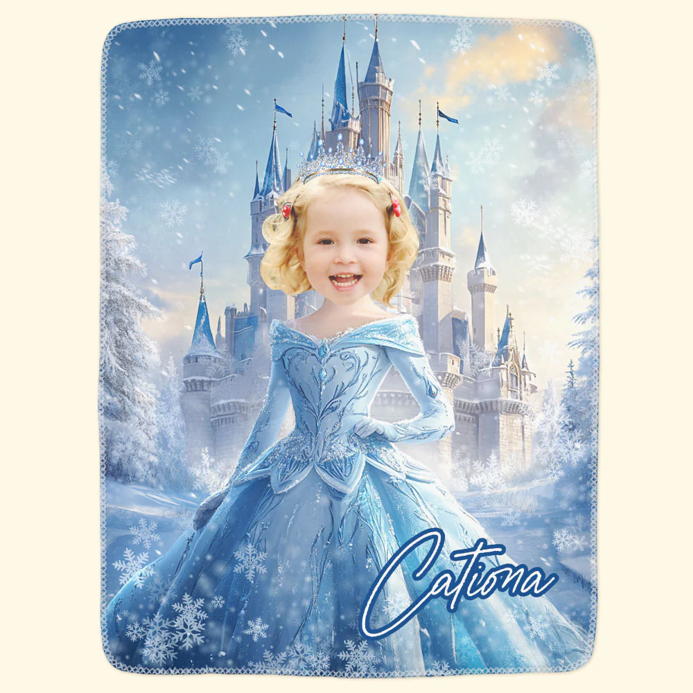Ice Princess - Gifts For Little Girls, Daughter - Custom Face & Name - Personalized Photo Blanket - Image 7