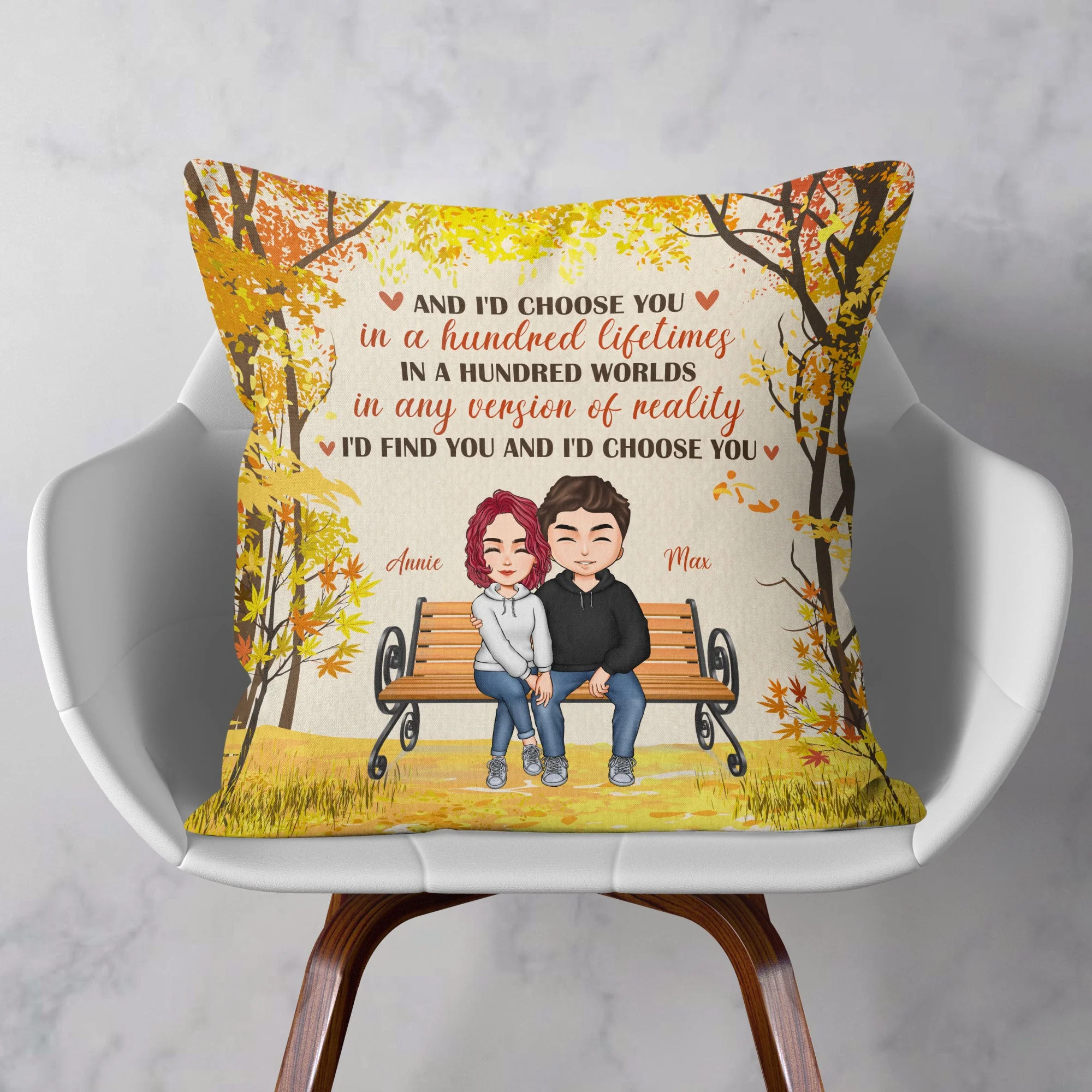 I'd Find You And I'd Choose You - Personalized Pillow (Insert Included) - Fall Season, Anniversary Gift For Husband, Wife, Spouse, Home Decor, Fall Vibes - Image 2