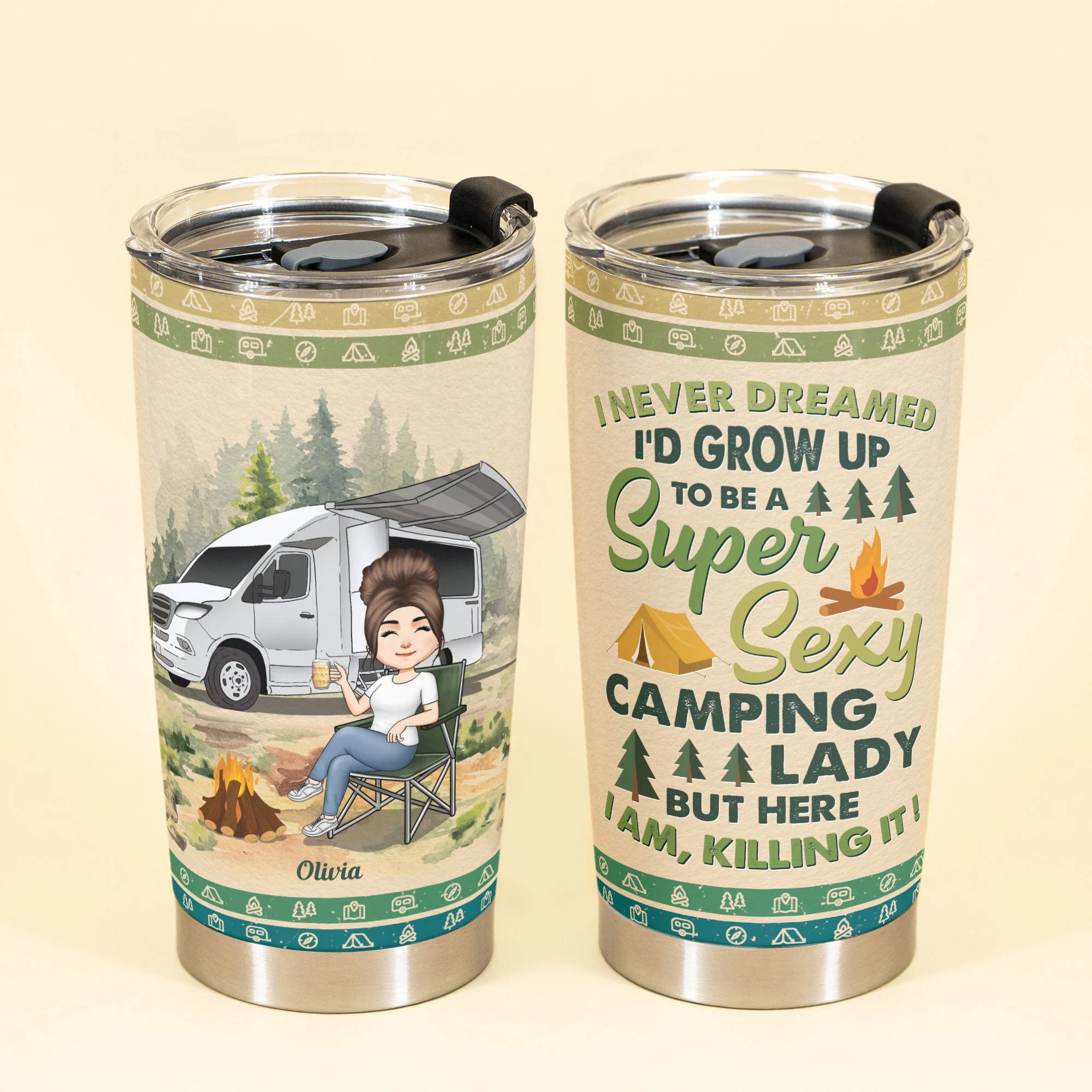 I'd Grow Up To Be A Super Sexy Camping Lady - Personalized Tumbler Cup - Birthday Gift For Camping Lover, Camper - Image 2